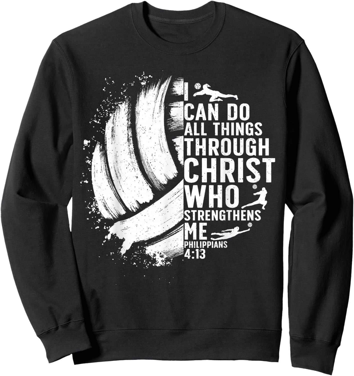 Funny Volleyball Christian Design Women Boys Girls Sweatshirt - Sweatshirt | Black