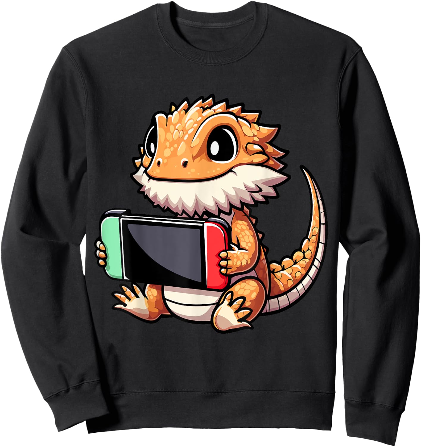 Cute Bearded Dragon Gamer - Funny Video Game Lizard Sweatshirt - Sweatshirt | Black