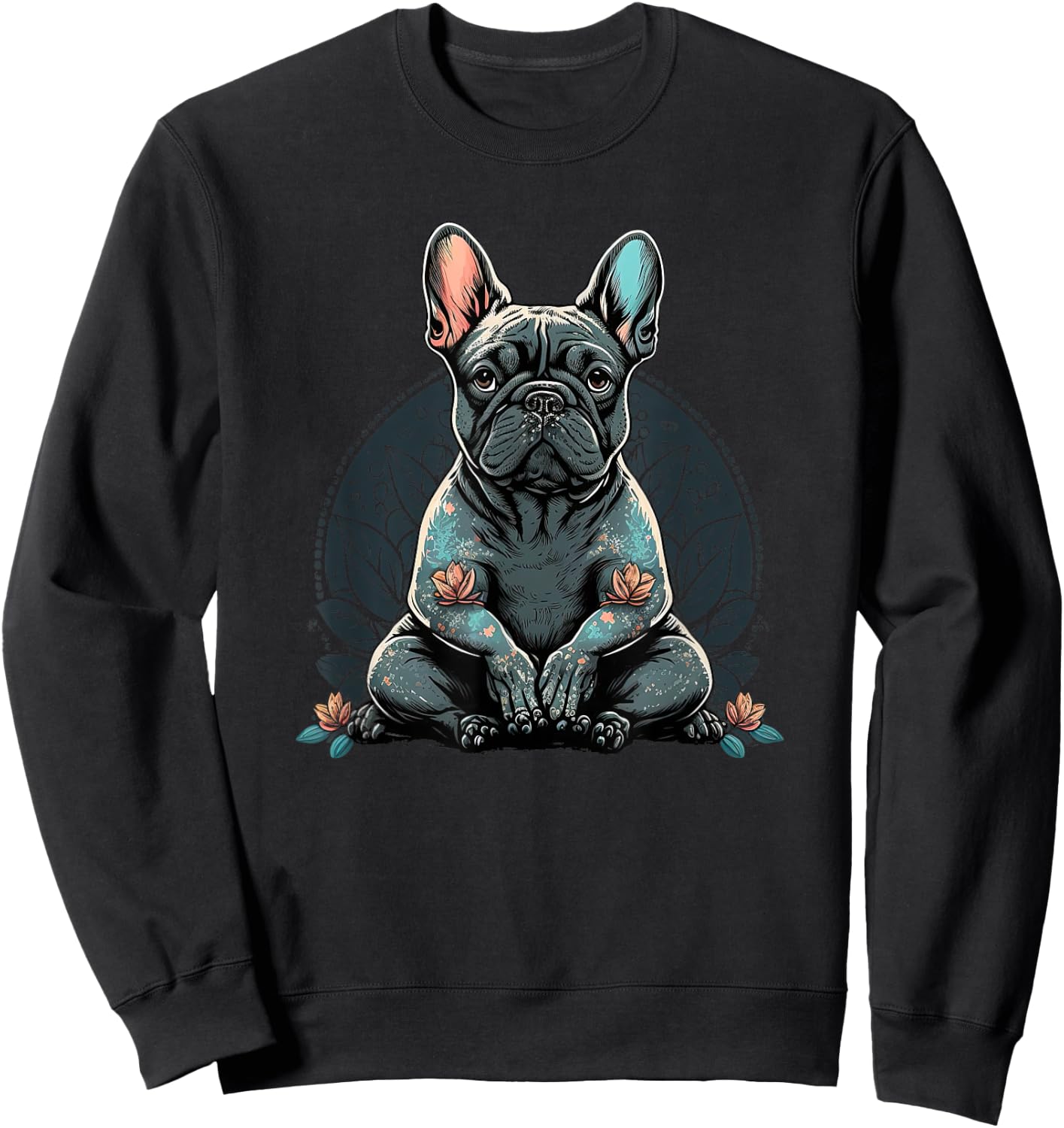Funny French Bulldog Frenchie Yoga Sweatshirt - Sweatshirt | Black