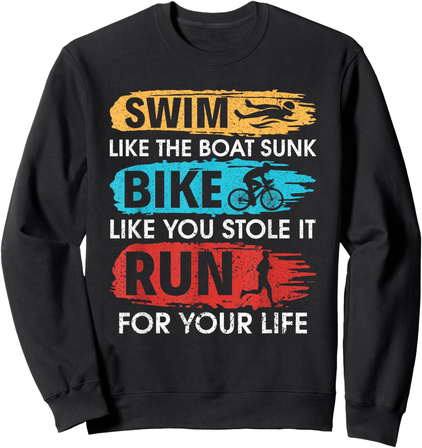 Cool Triathlon Women Swim Bike Run Triathlete Sweatshirt - Sweatshirt | Black