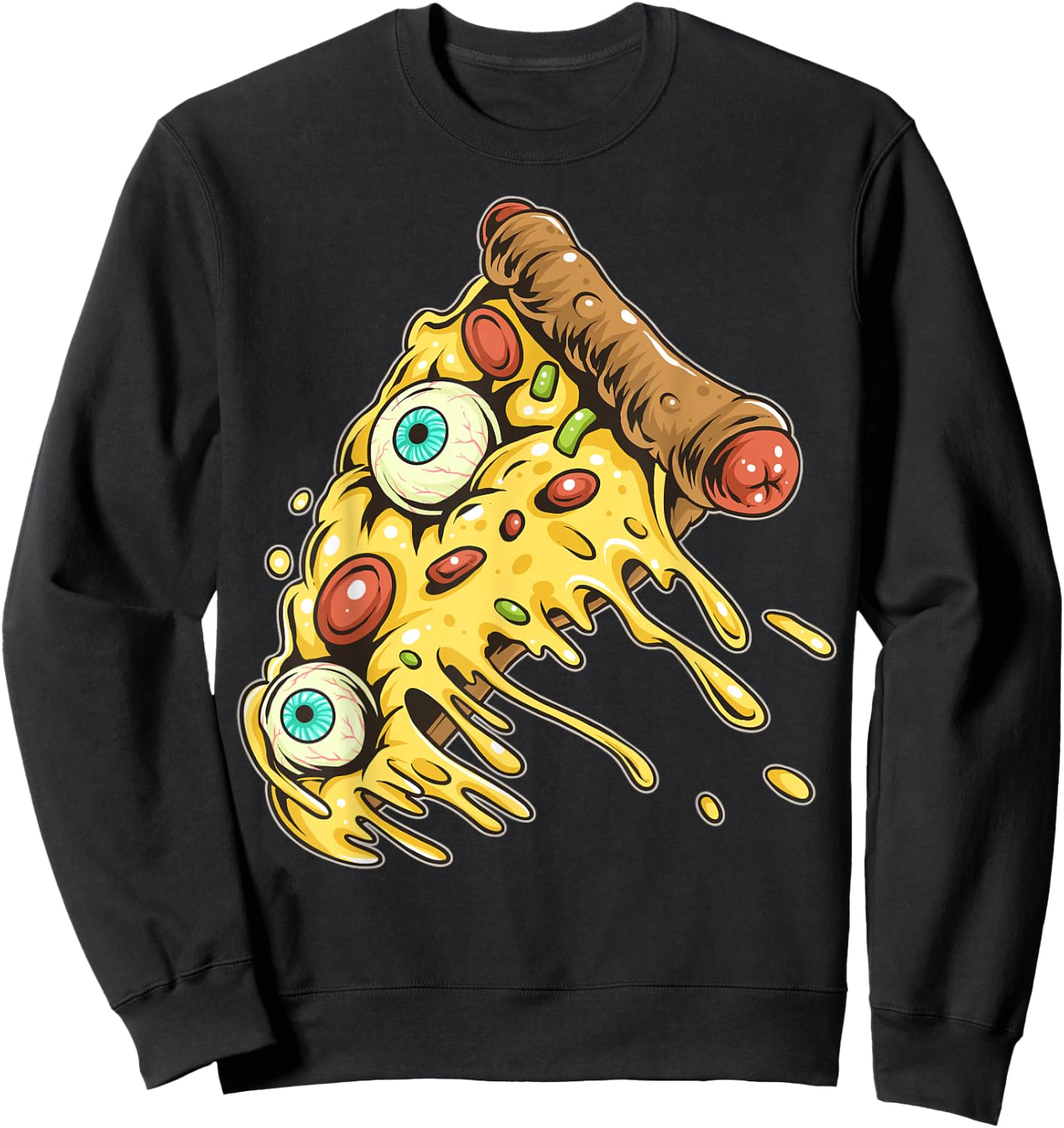 Horrible Eyeball Pizza For Halloween Night World Food Day Sweatshirt - Sweatshirt | Black