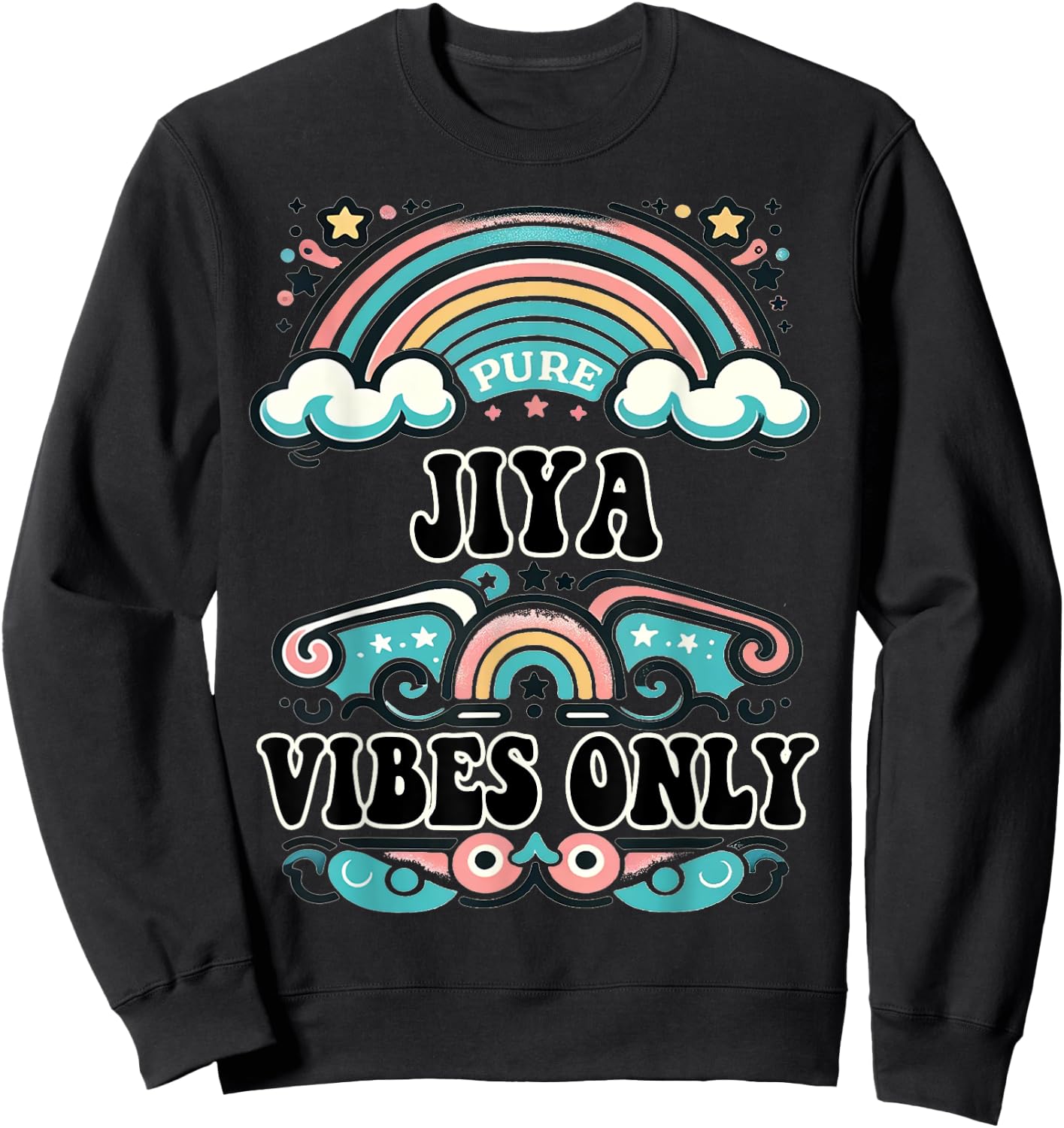 JIYA Vibes Only Cute Retro Girls JIYA Name Sweatshirt - Sweatshirt | Black