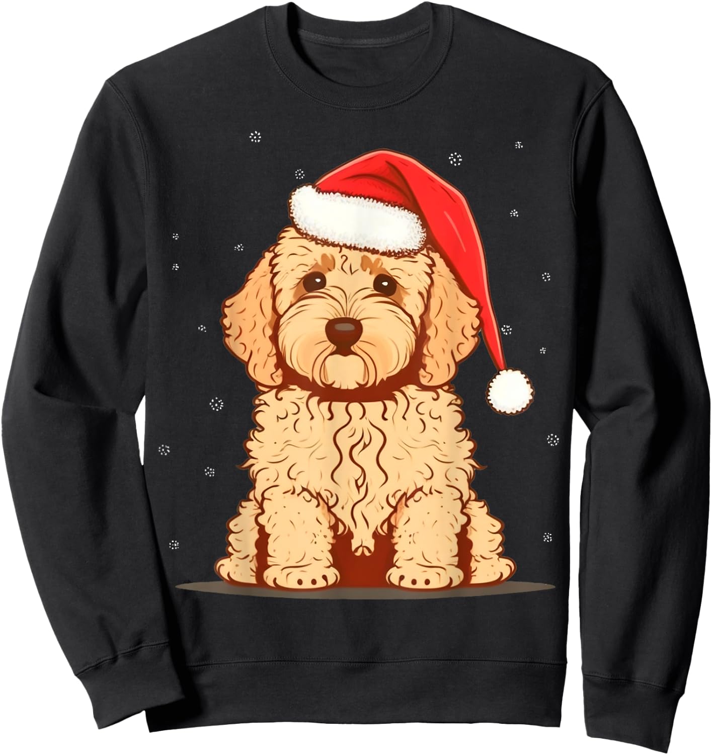 Xmas Golden Doodle Santa on Christmas Goldendoodle Sweatshirt - Sweatshirt | Black