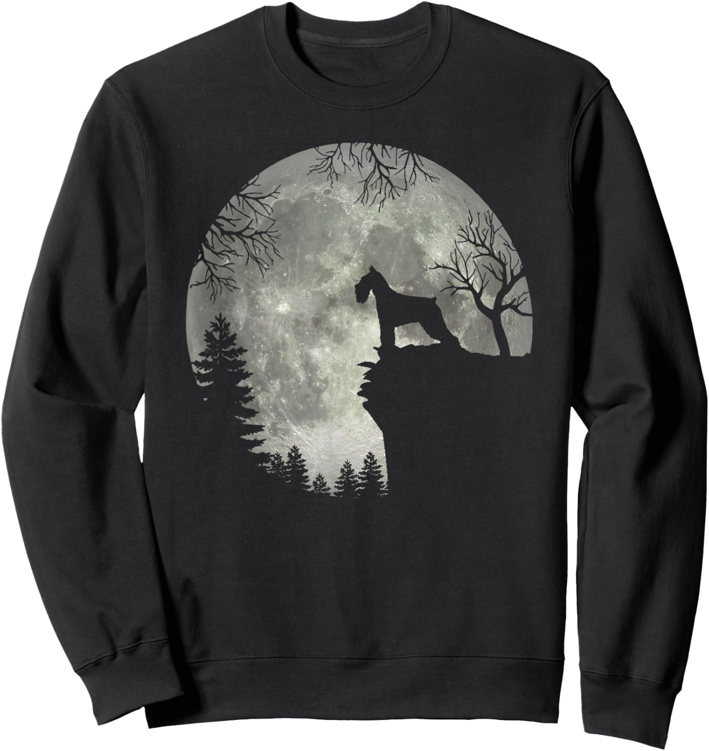 Standard Schnauzer And Moon Halloween Sweatshirt - Sweatshirt | Black