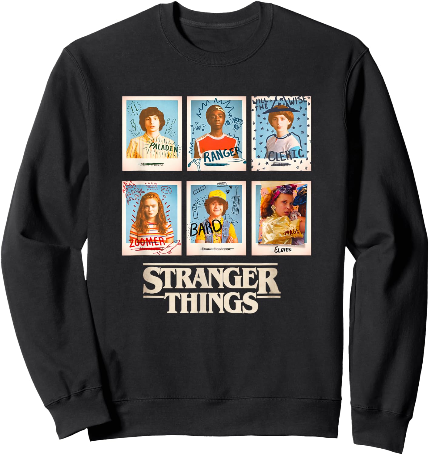 Stranger Things Main Characters Vintage Yearbook Pictures Sweatshirt - Sweatshirt | Black