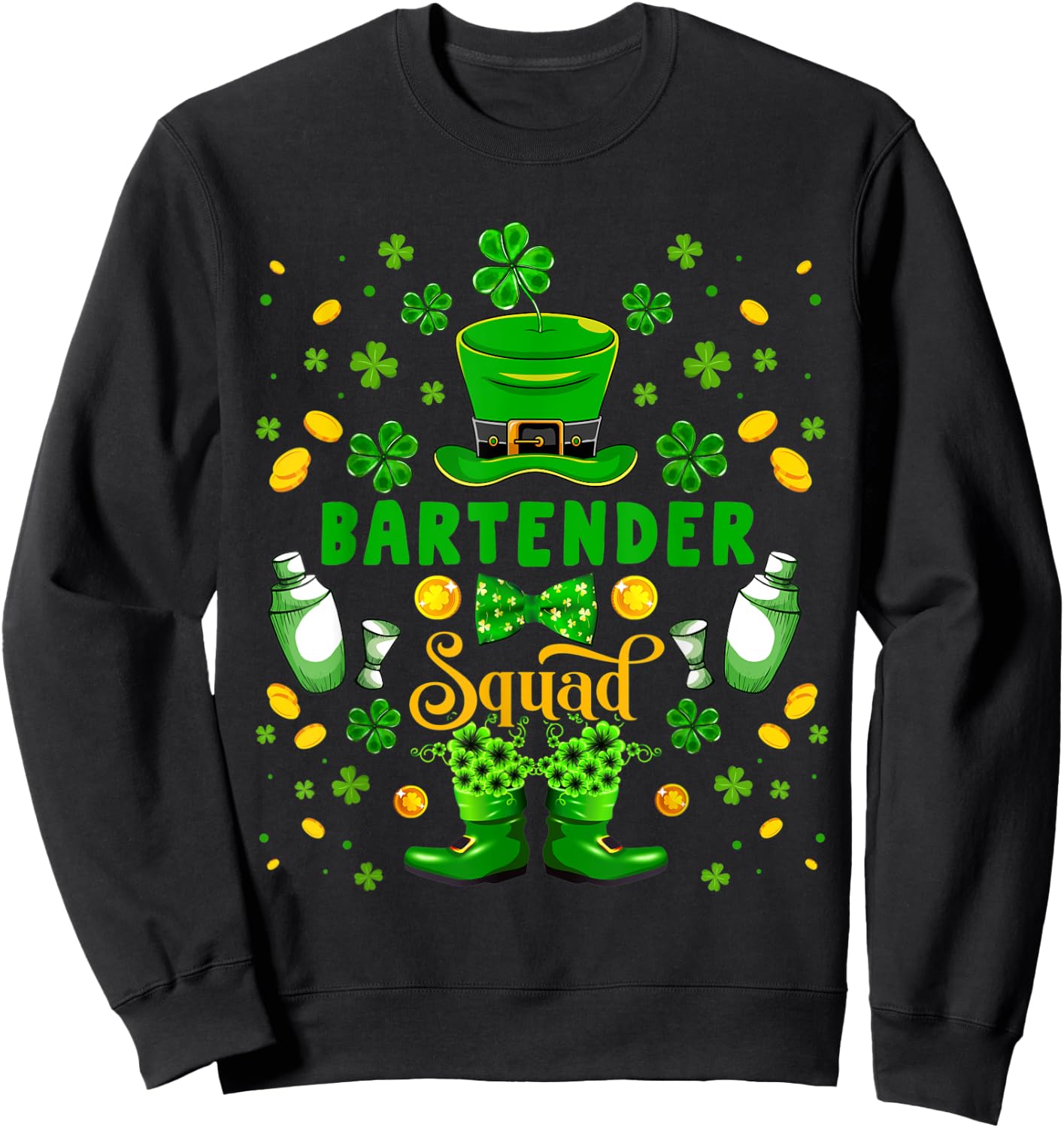 Bartender Squad St. Patrick's Day Shamrocks Costume Family Sweatshirt - Sweatshirt | Black