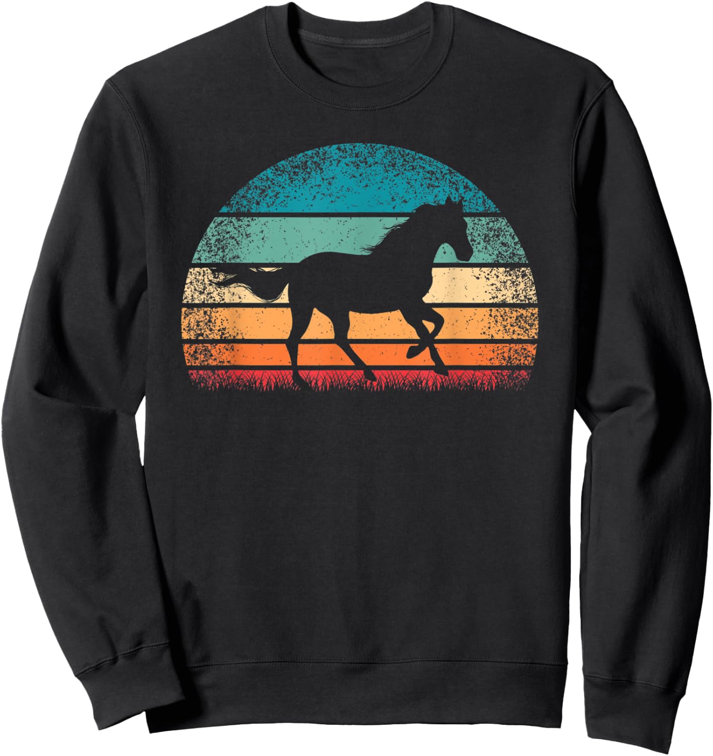 Cute Horses Clothing Women Kids Girls Boys Retro Horse Lover Horseback Riding Cowgirl Sweatshirt - Sweatshirt | Black