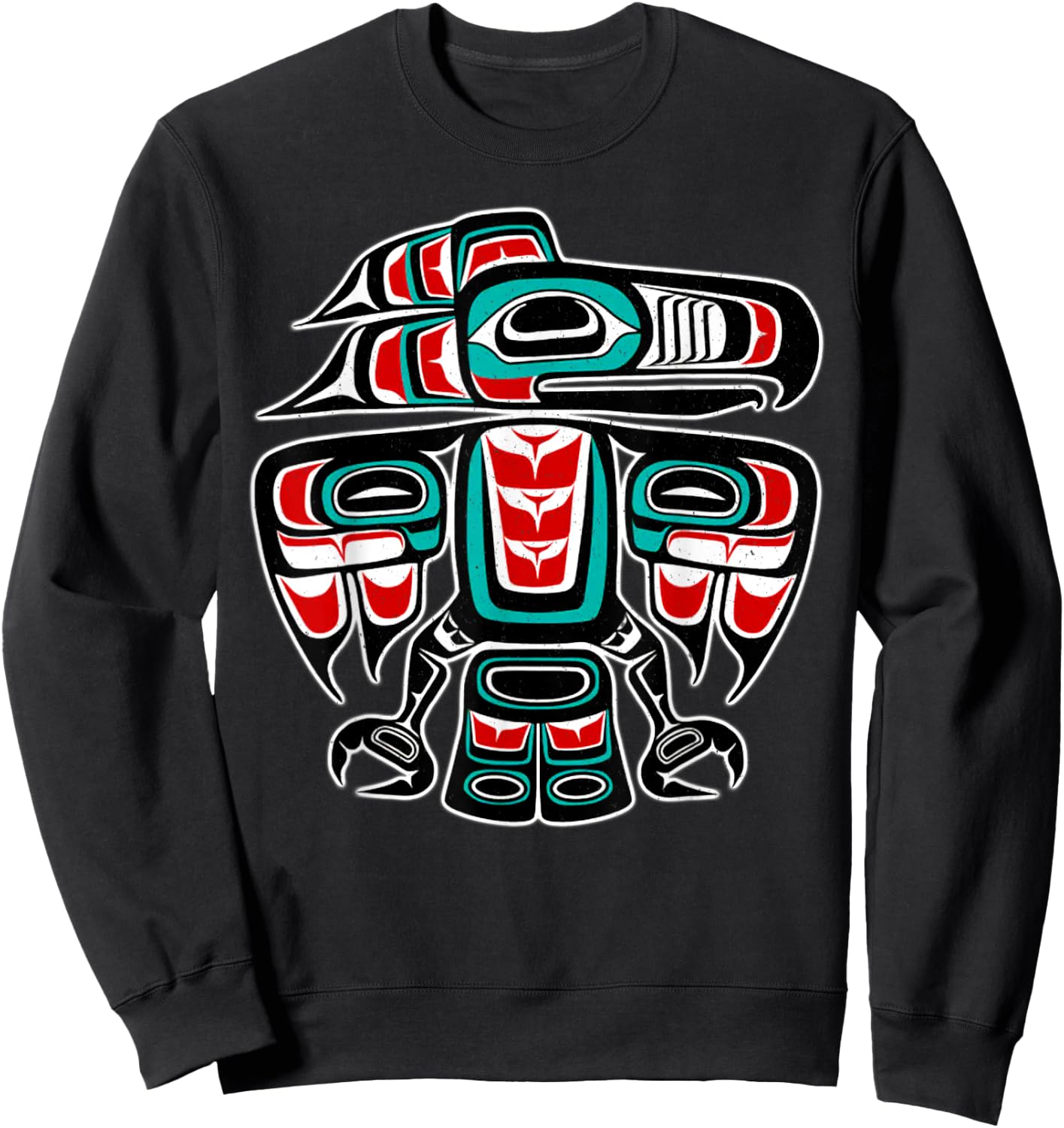 Northwest Coast Totem Pole Art - Eagle - Native Bird Sweatshirt - Sweatshirt | Black