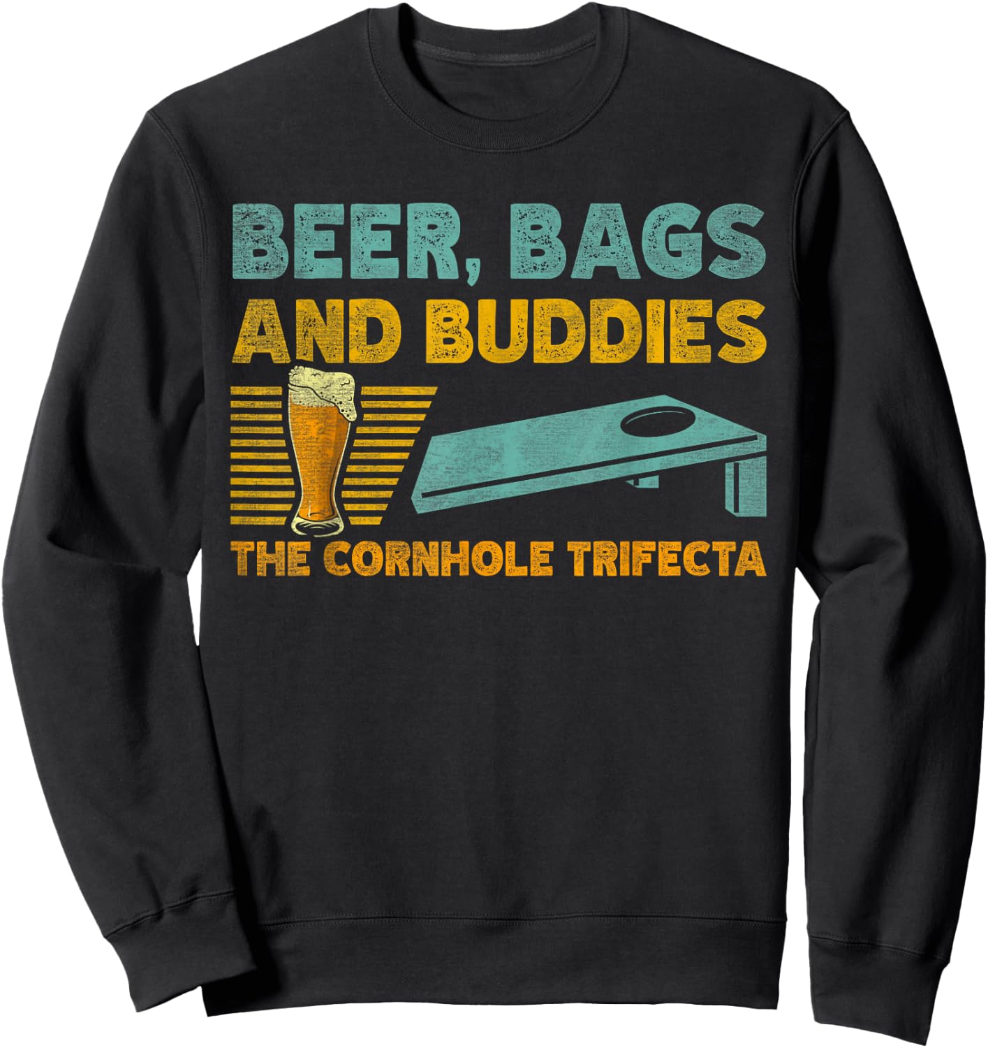 Beer Bags And Buddies The Cornhole Trifecta Bean Bag Gamer Sweatshirt - Sweatshirt | Black