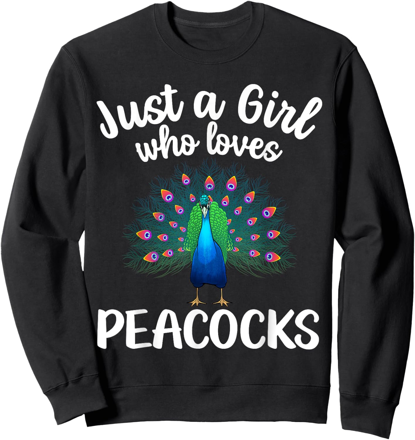 Funny Peacock Design For Girls Kids Youth Peacock Bird Lover Sweatshirt - Sweatshirt | Black