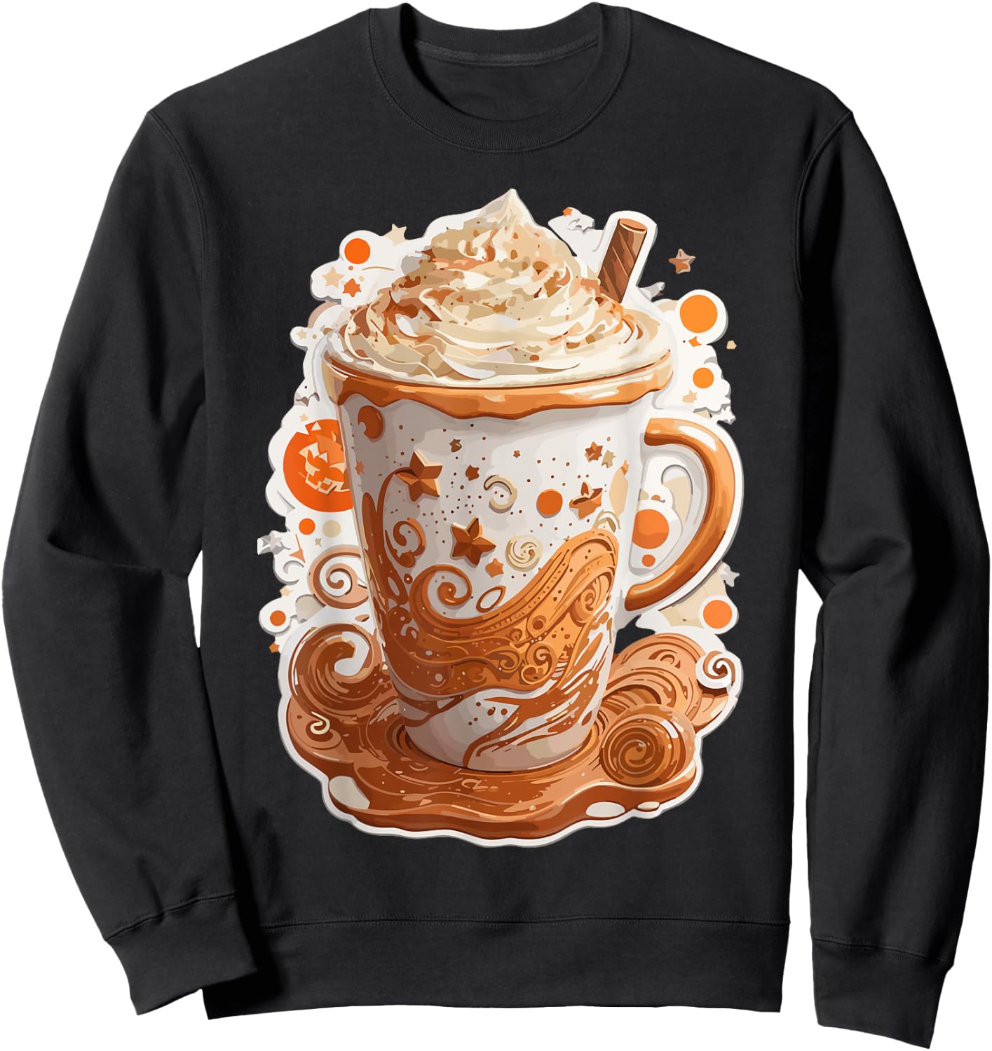 Pumpkin Spice Latte Art Fall Autumn Season Coffee Drinks Sweatshirt - Sweatshirt | Black