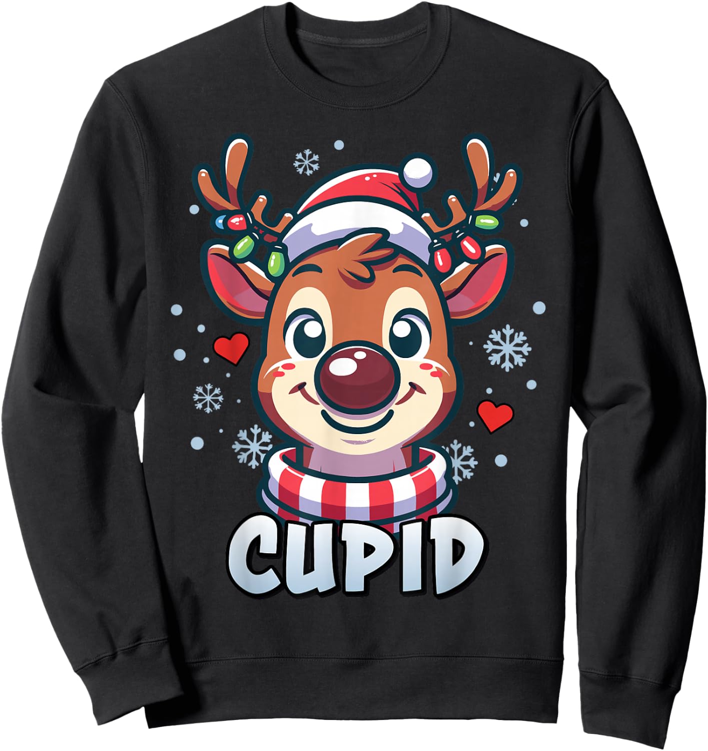 Santa’s Reindeer Cupid Xmas Group Costume Sweatshirt - Sweatshirt | Black