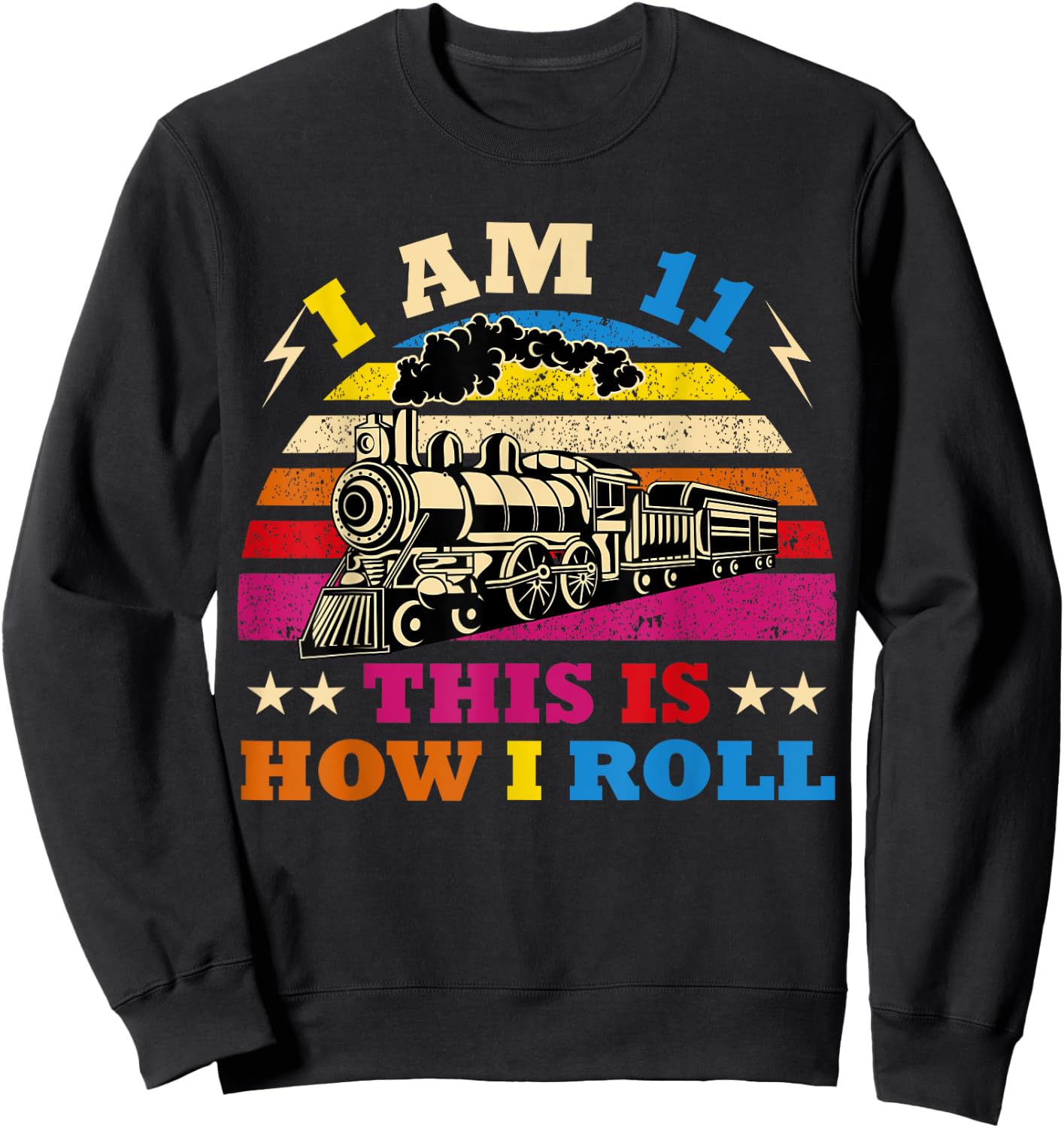 11th Birthday Boy Train 11 Year Old Funny B-Day Matching Sweatshirt - Sweatshirt | Black