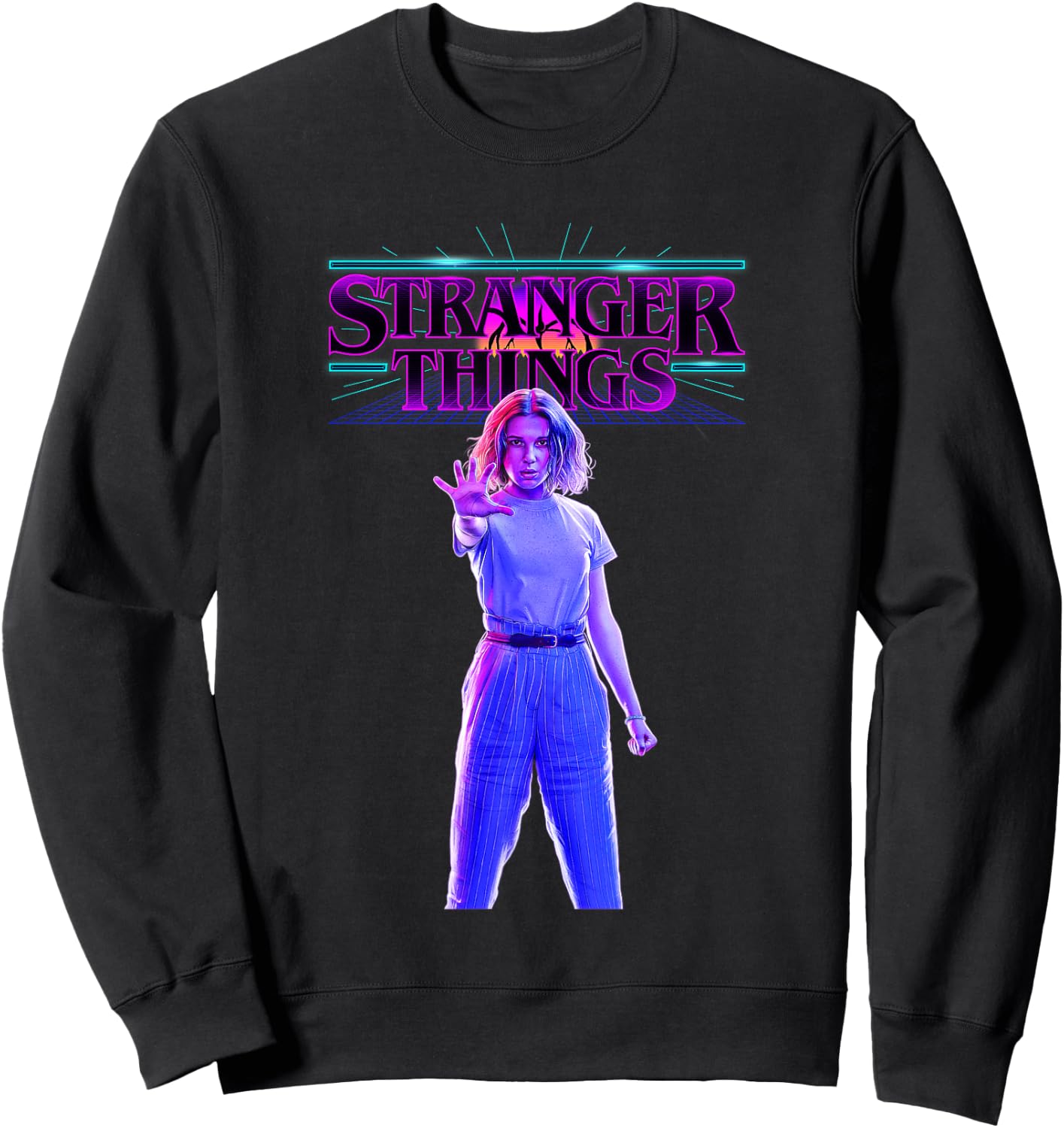 Stranger Things Retro Vintage Glow Gradient Eleven Portrait Sweatshirt - Sweatshirt | Black
