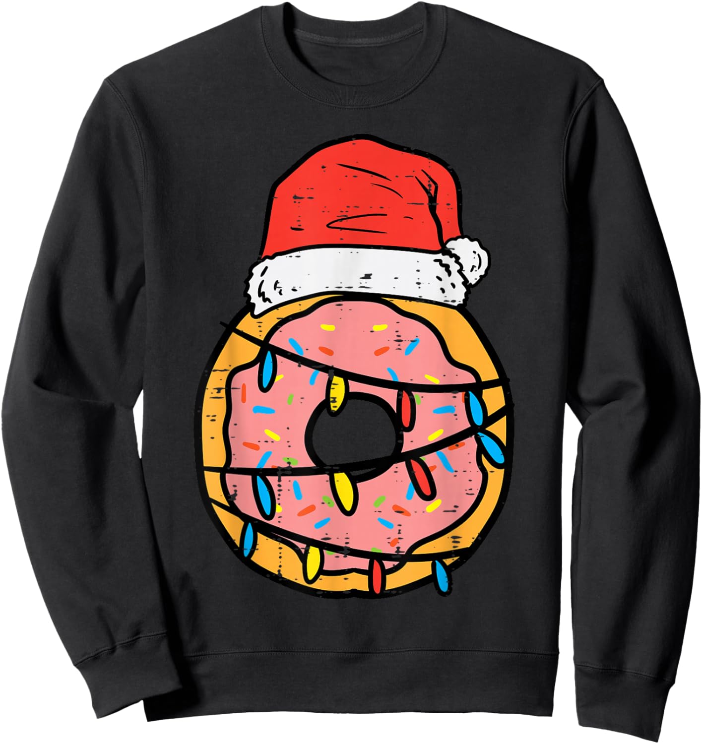 Christmas Donut Santa Cute Xmas Baking Baker Men Women Kids Sweatshirt - Sweatshirt | Black