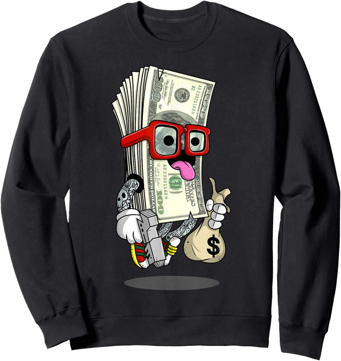 Money Hip Hop Graphic Urban Graffiti Art Sweatshirt - Sweatshirt | Black