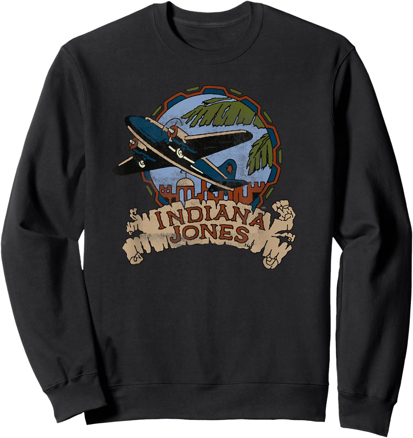 Lucasfilm Indiana Jones Adventure Plane Vintage Small Sweatshirt - Sweatshirt | Black