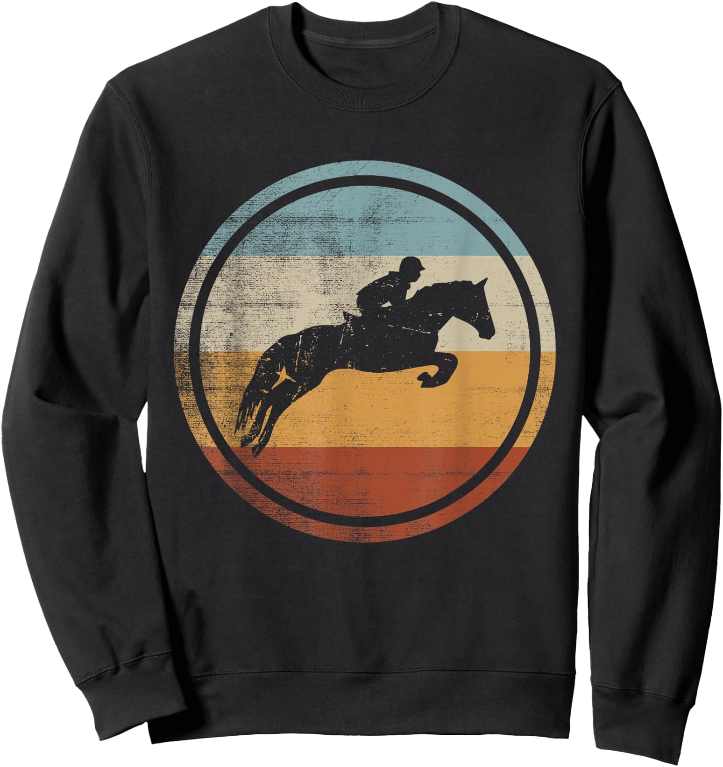 Retro Vintage Show Jumping Design Horse Rider Equestrian Sweatshirt - Sweatshirt | Black