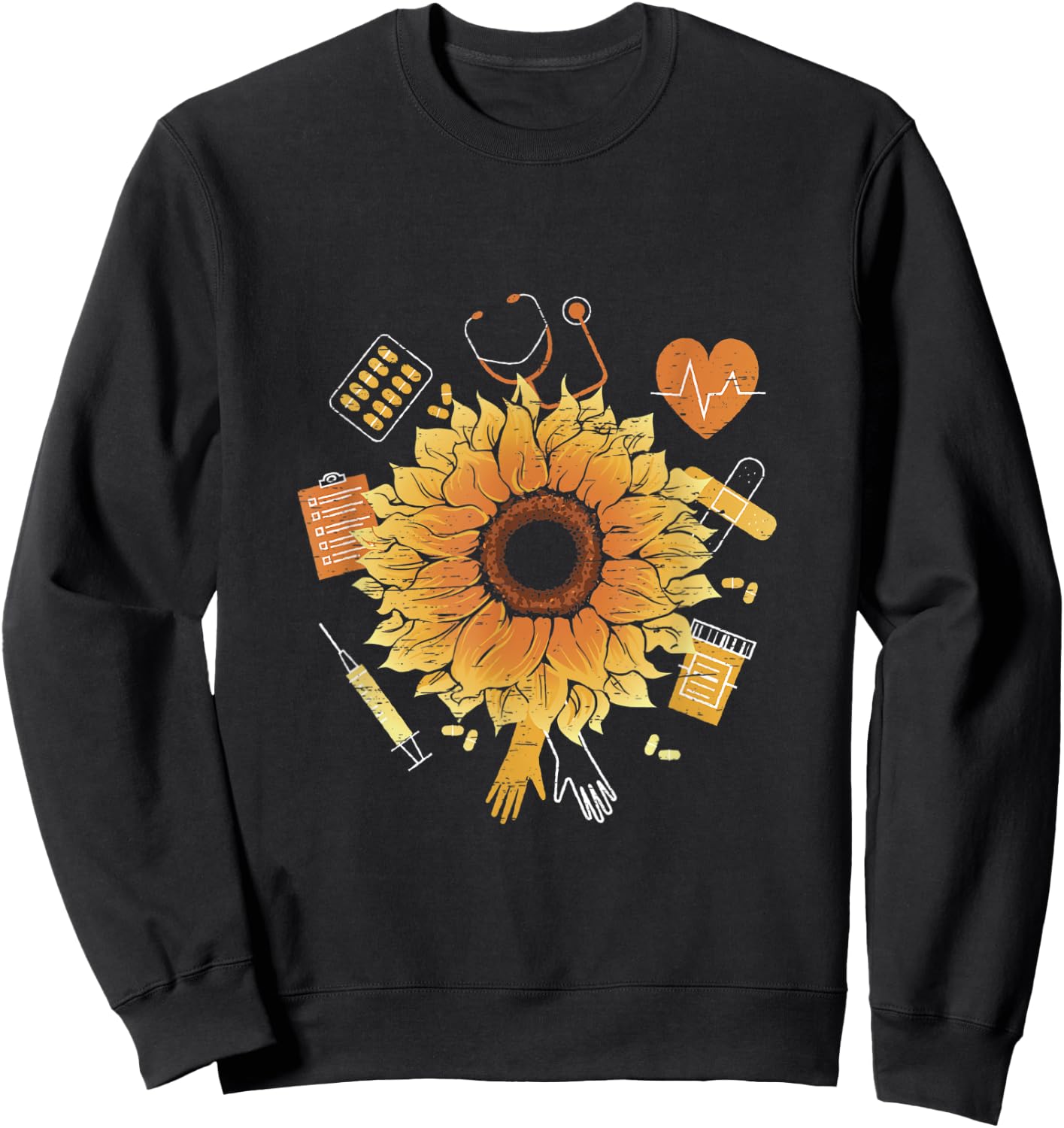 Sunflower Surgeon Treat Patient Hospital Scrub Nurse Sweatshirt - Sweatshirt | Black