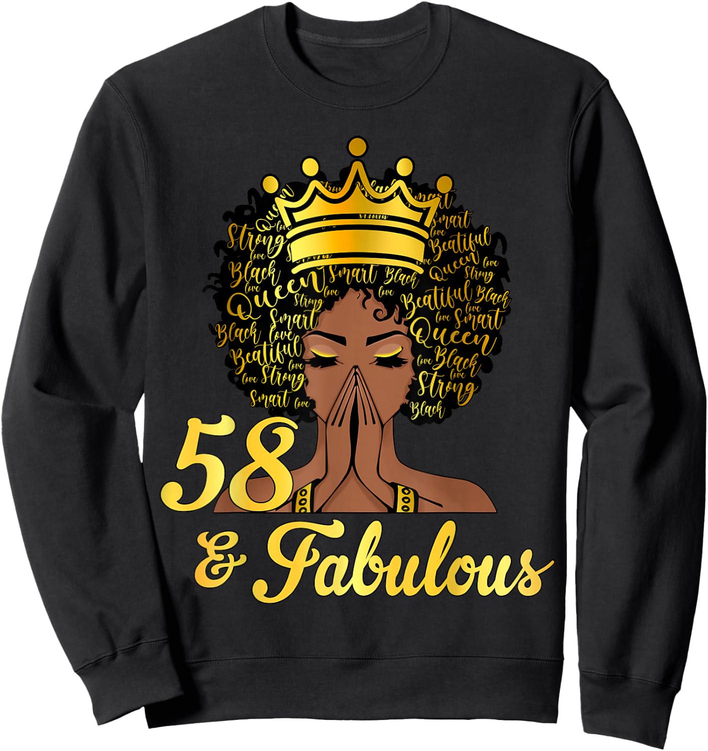 58 And Fabulous Happy 58th Birthday African American Women Sweatshirt - Sweatshirt | Black