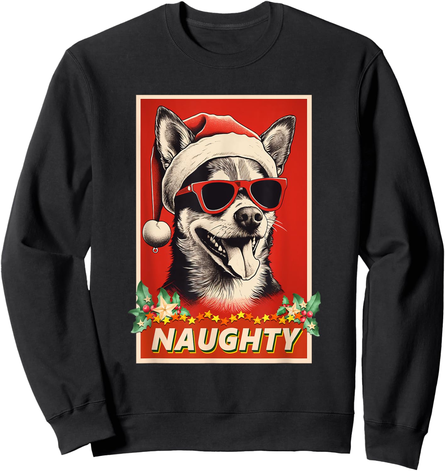 Funny Huskita Christmas Naughty Vintage Sweatshirt - Sweatshirt | Black