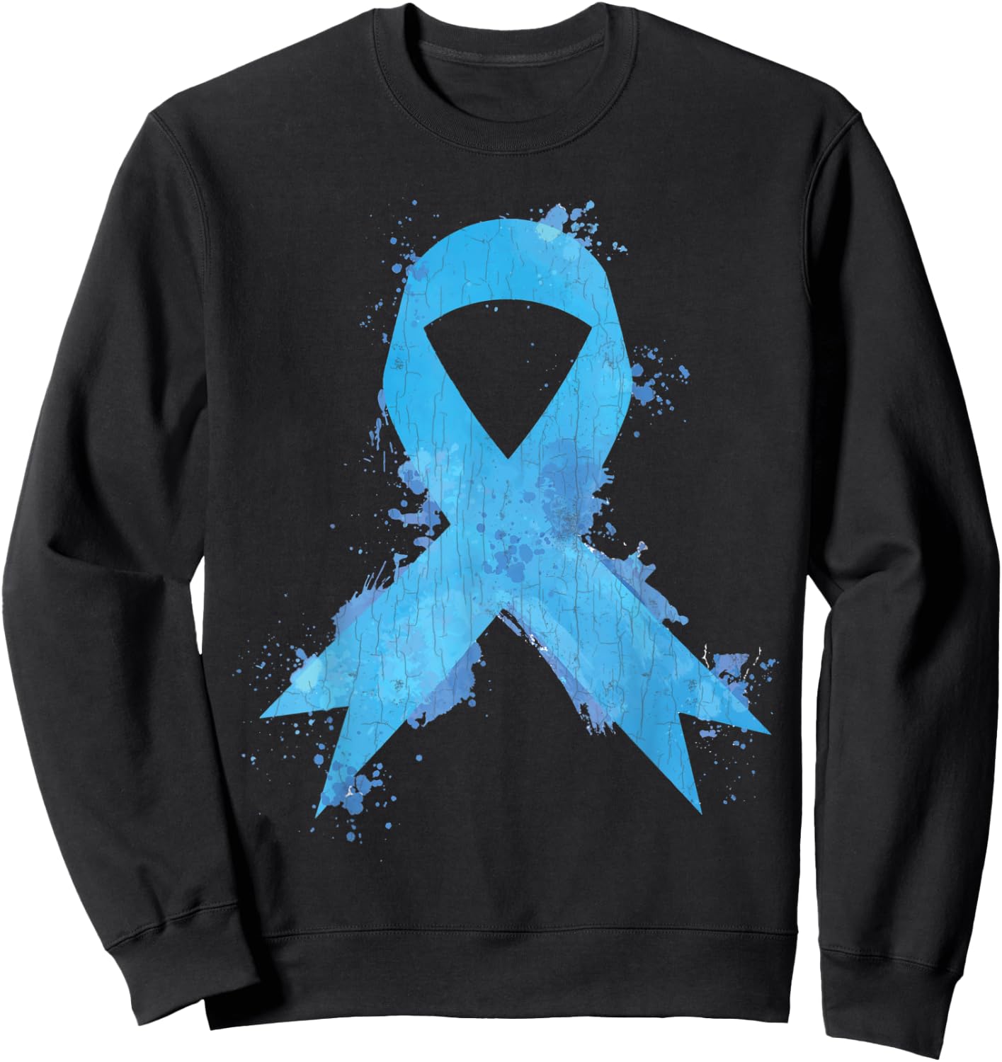 Light Blue Ribbon Pocket Prostate Cancer Awareness Graphic Sweatshirt - Sweatshirt | Black