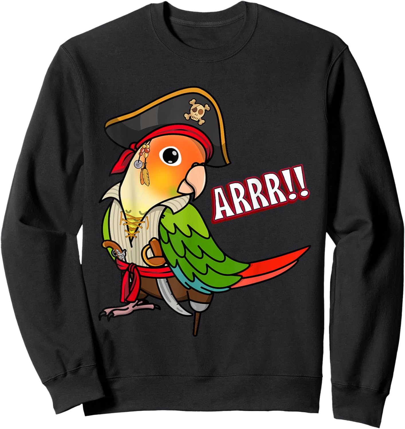 Pirate Parrot I Green Cheek Pineapple Conure Sweatshirt - Sweatshirt | Black