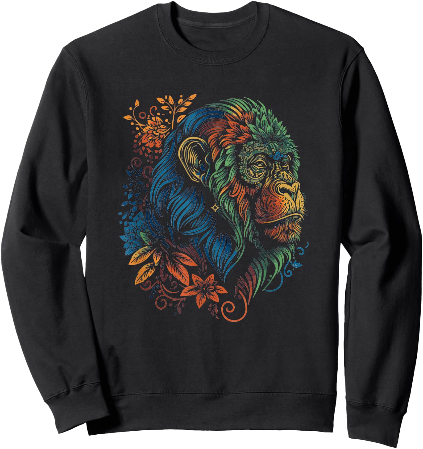 Artistic Abstract Howler Monkey Art Ape Lover Monkey Sweatshirt - Sweatshirt | Black