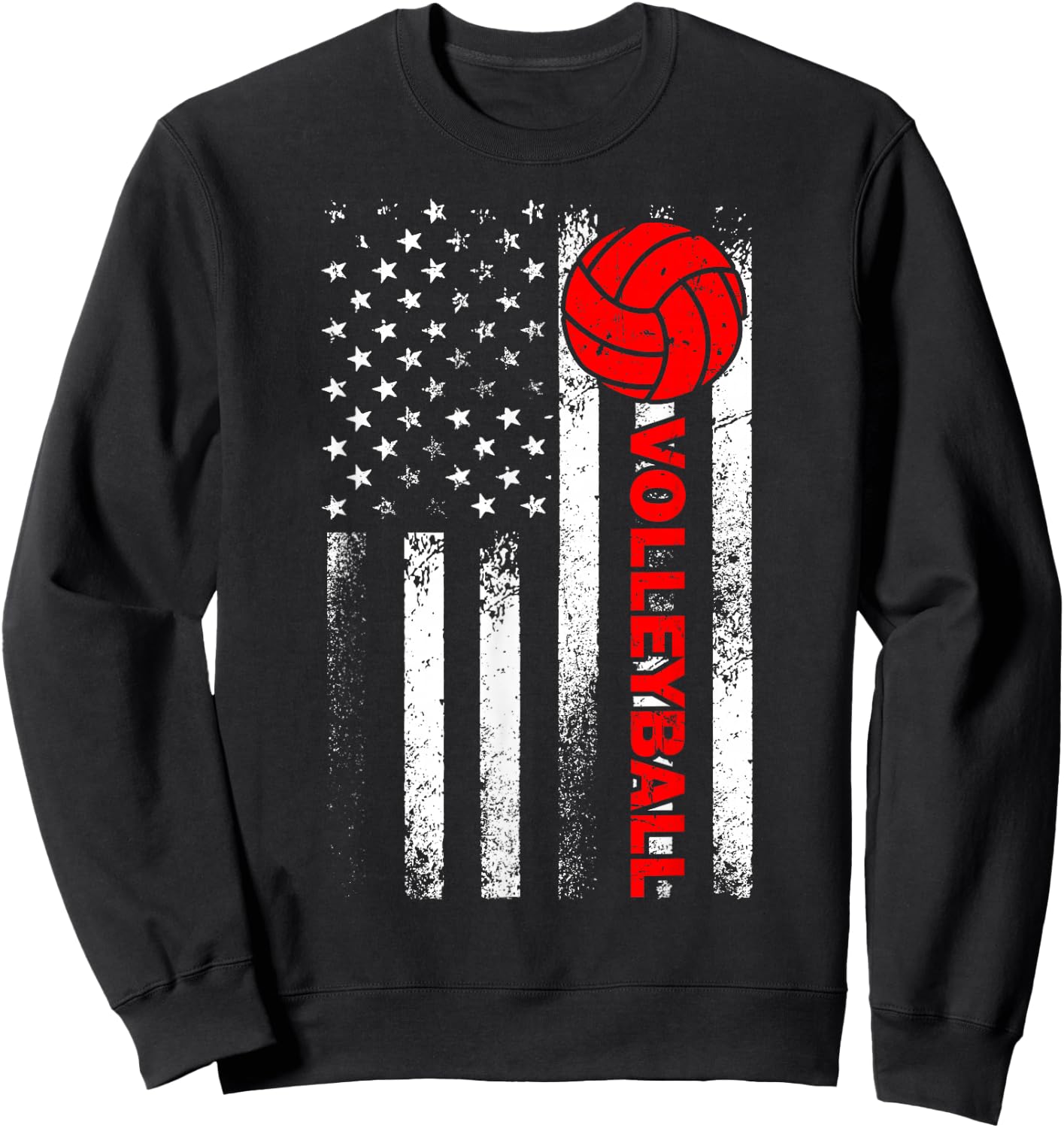 Funny Volleyball Design Women USA Patriotic Athlete Sweatshirt - Sweatshirt | Black