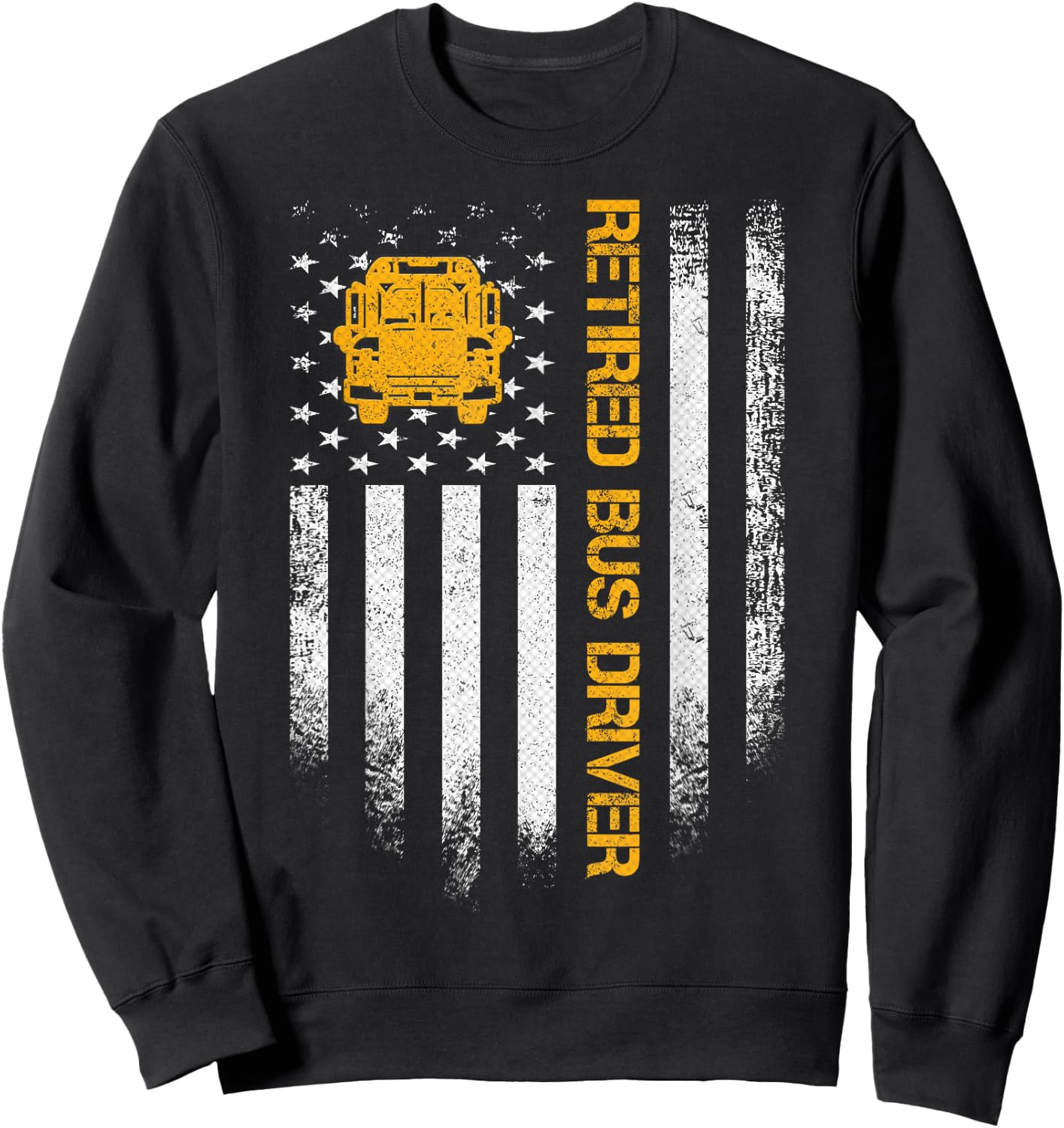 Vintage American Flag Retired School Bus Driver Retirement Sweatshirt - Sweatshirt | Black