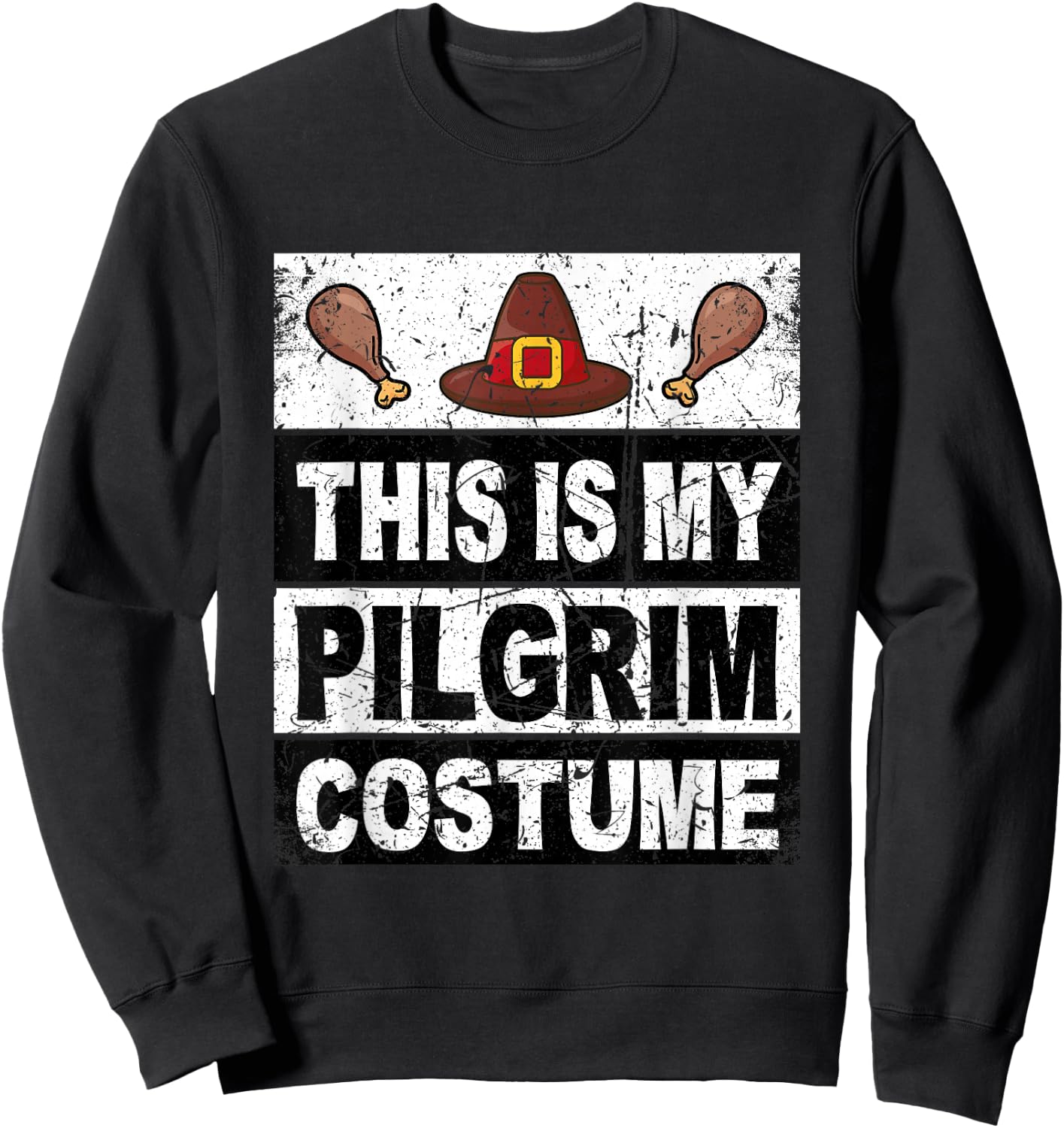 Retro Thanksgiving Shirt Pilgrim Costume Turkey Day Men Boys Sweatshirt - Sweatshirt | Black