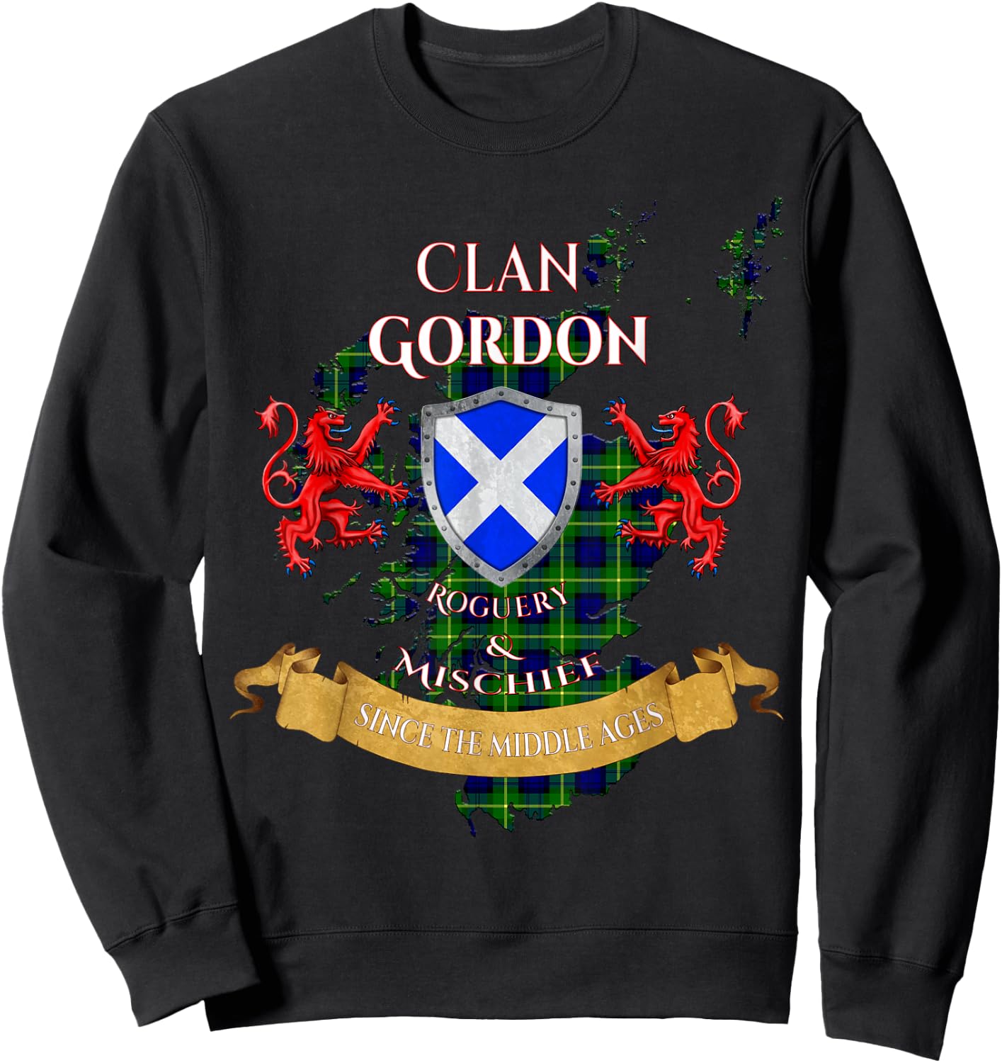 Gordon Scottish Family Clan Middle Ages Mischief Sweatshirt - Sweatshirt | Black