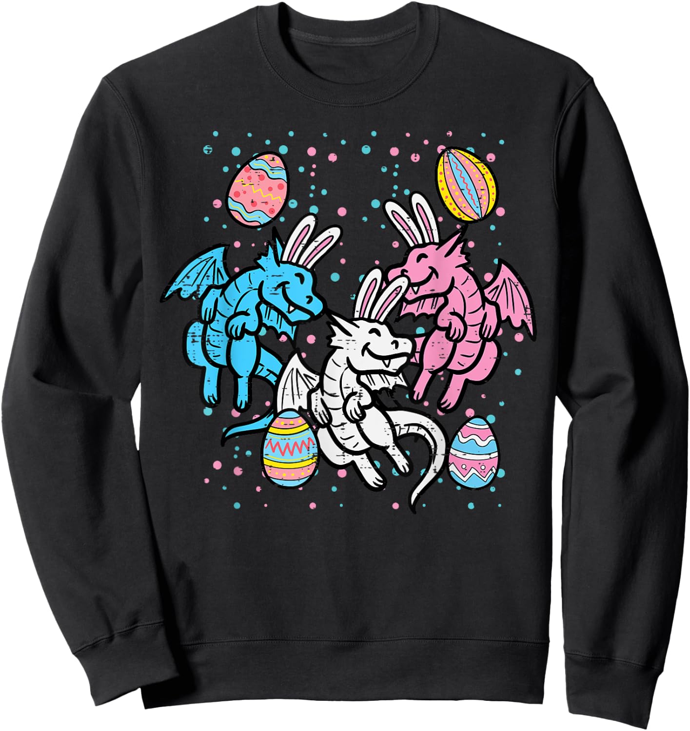 Dragon Bunnies Easter Eggs Funny Men Women Kids Teens Youth Sweatshirt - Sweatshirt | Black