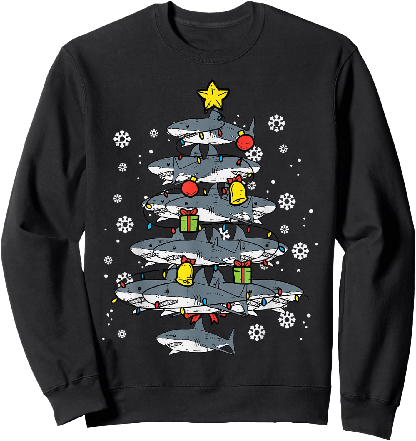 Sharks Christmas Tree Xmas Boys Toddler Kids Men Women Kids Sweatshirt - Sweatshirt | Black