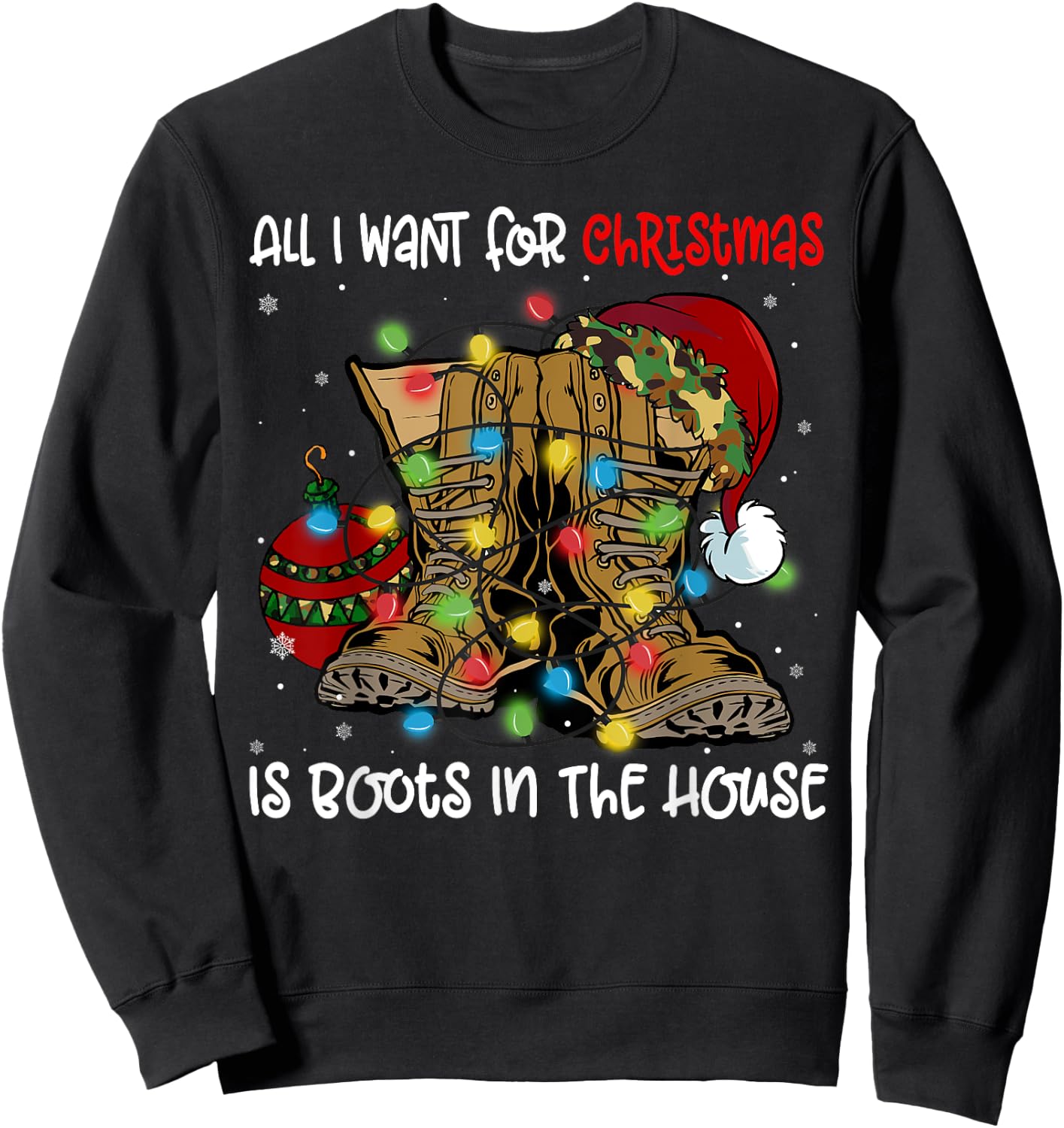 All I Want For Christmas Is Boots In The House Santa Hat Sweatshirt - Sweatshirt | Black