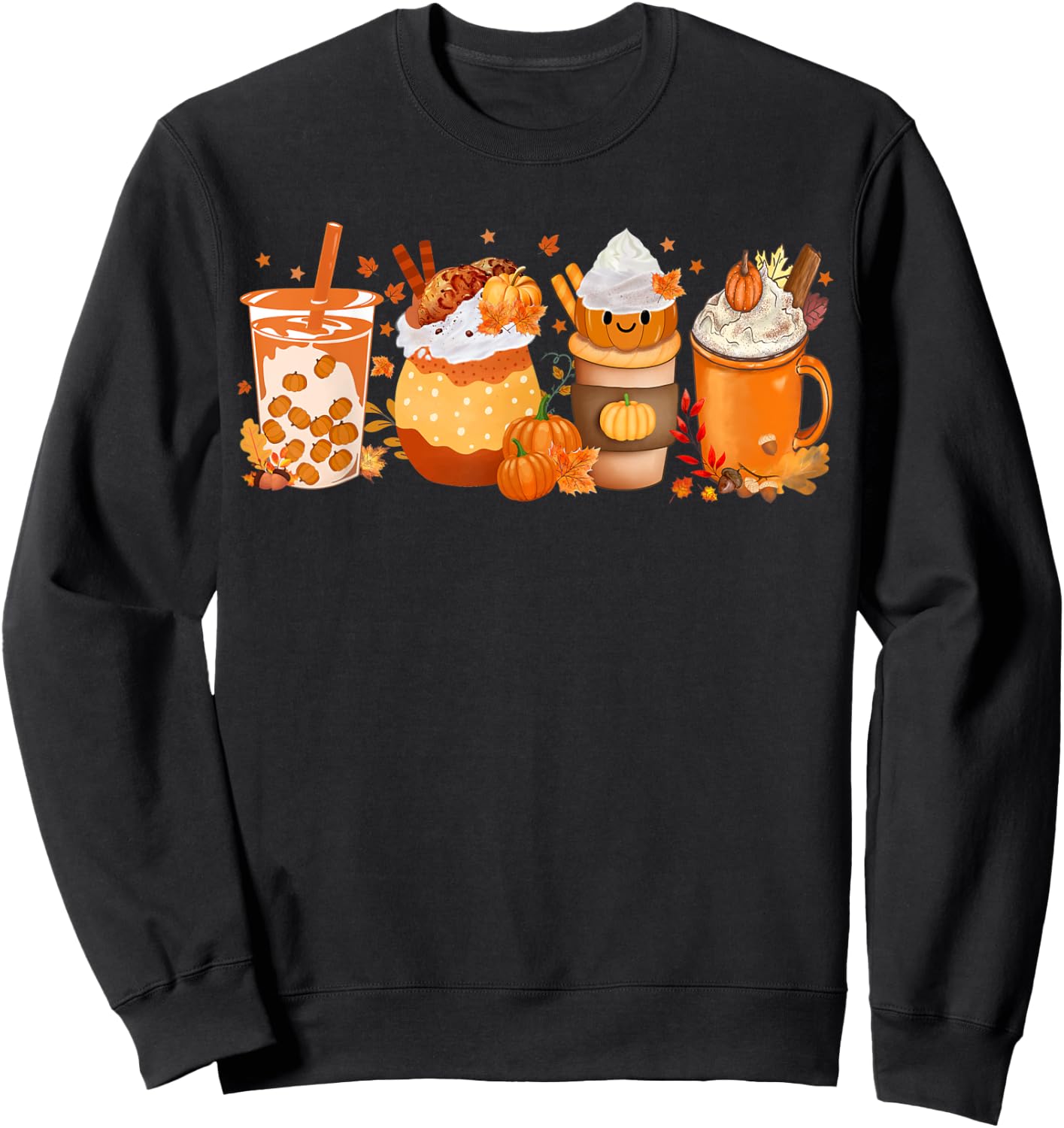 Pumpkin Spice Coffee Latte Fall Autumn Season Hello Fall Sweatshirt - Sweatshirt | Black