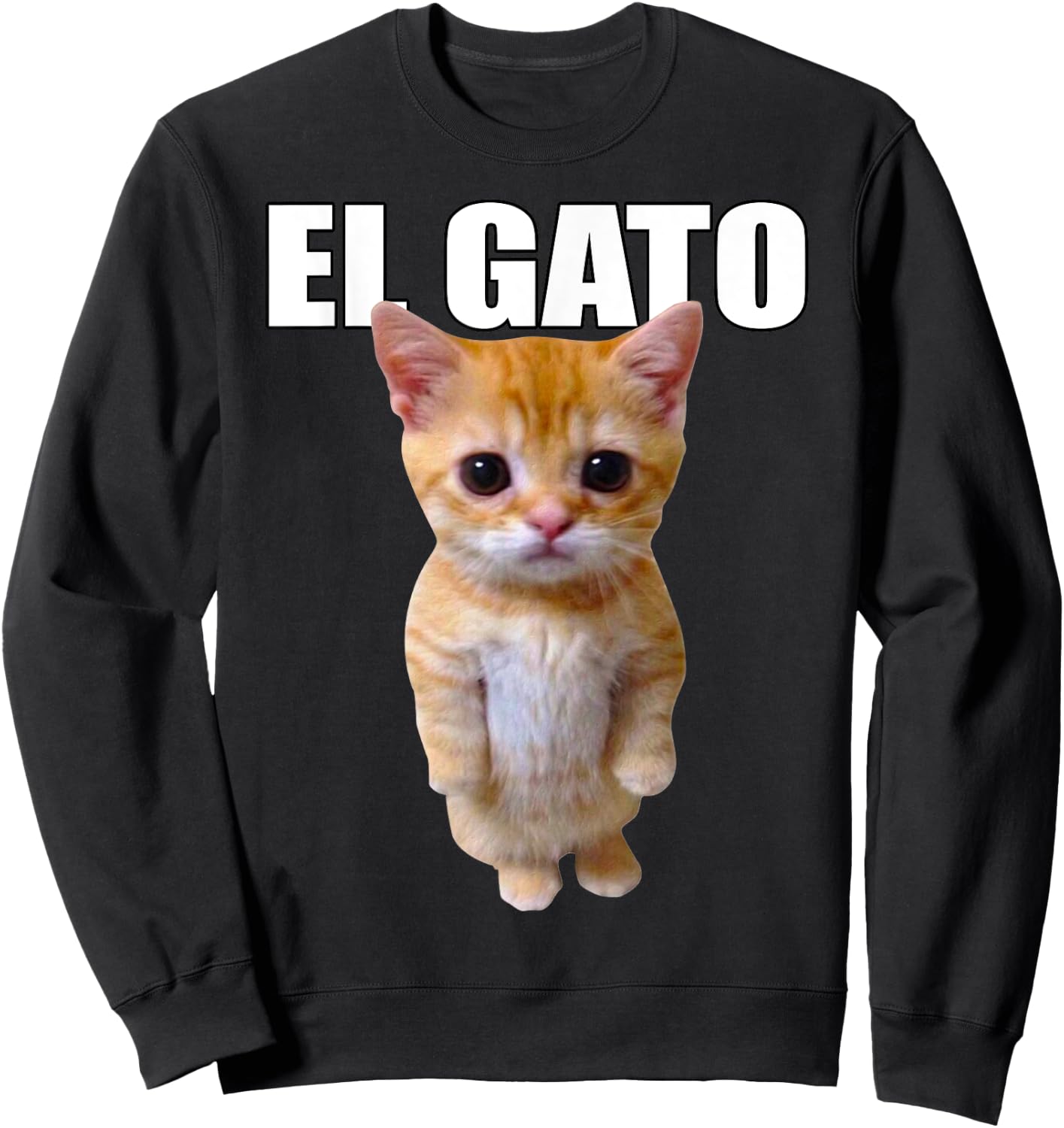 El Gato Meme Sad Crying Cat Munchkin Kitty Meme Trendy Small Sweatshirt - Sweatshirt | Black