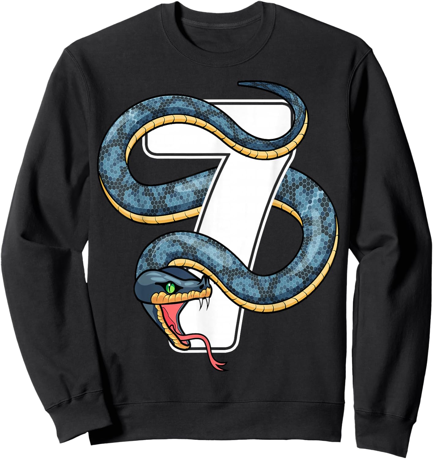 7th Birthday Snake Lover Seven 7 Year Old Birthday Boy Girl Sweatshirt - Sweatshirt | Black