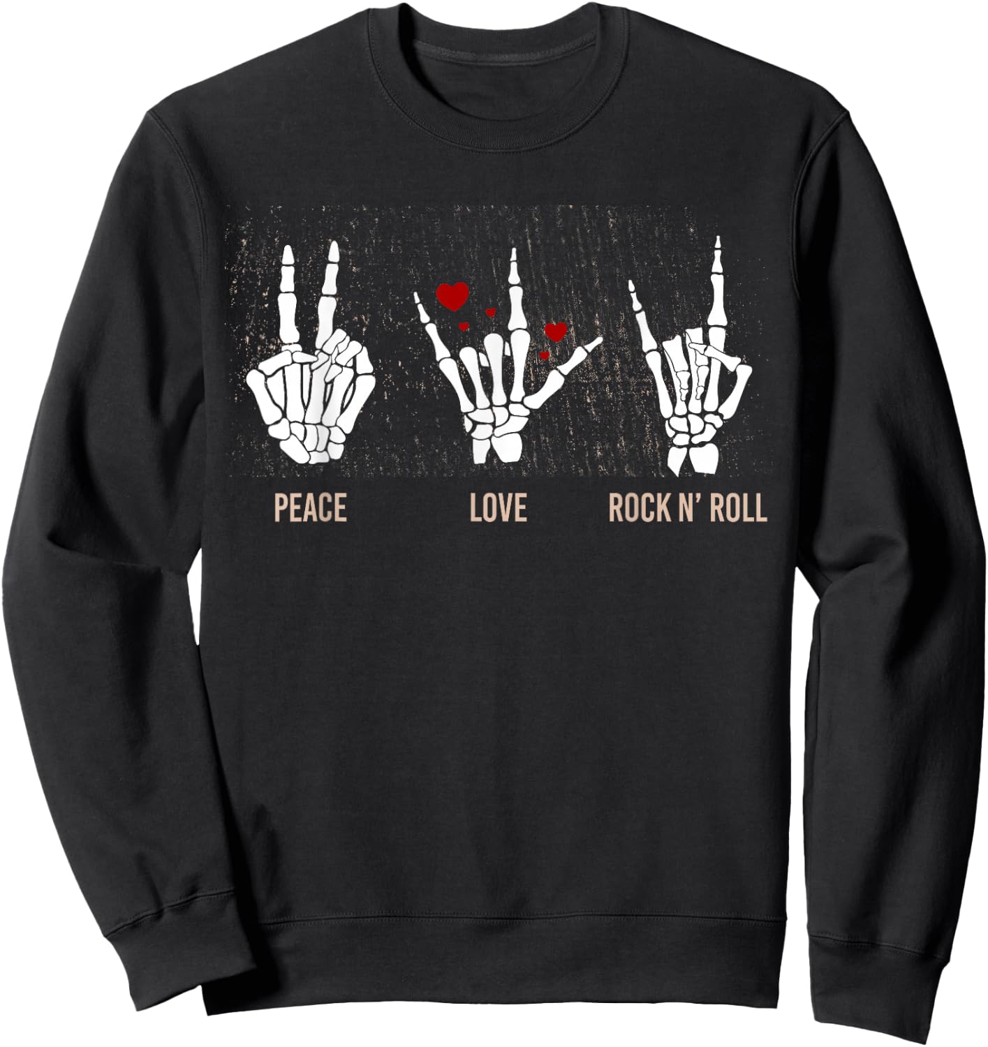 Peace Love Rock N' Roll Guitar Hippie Lover Sweatshirt - Sweatshirt | Black