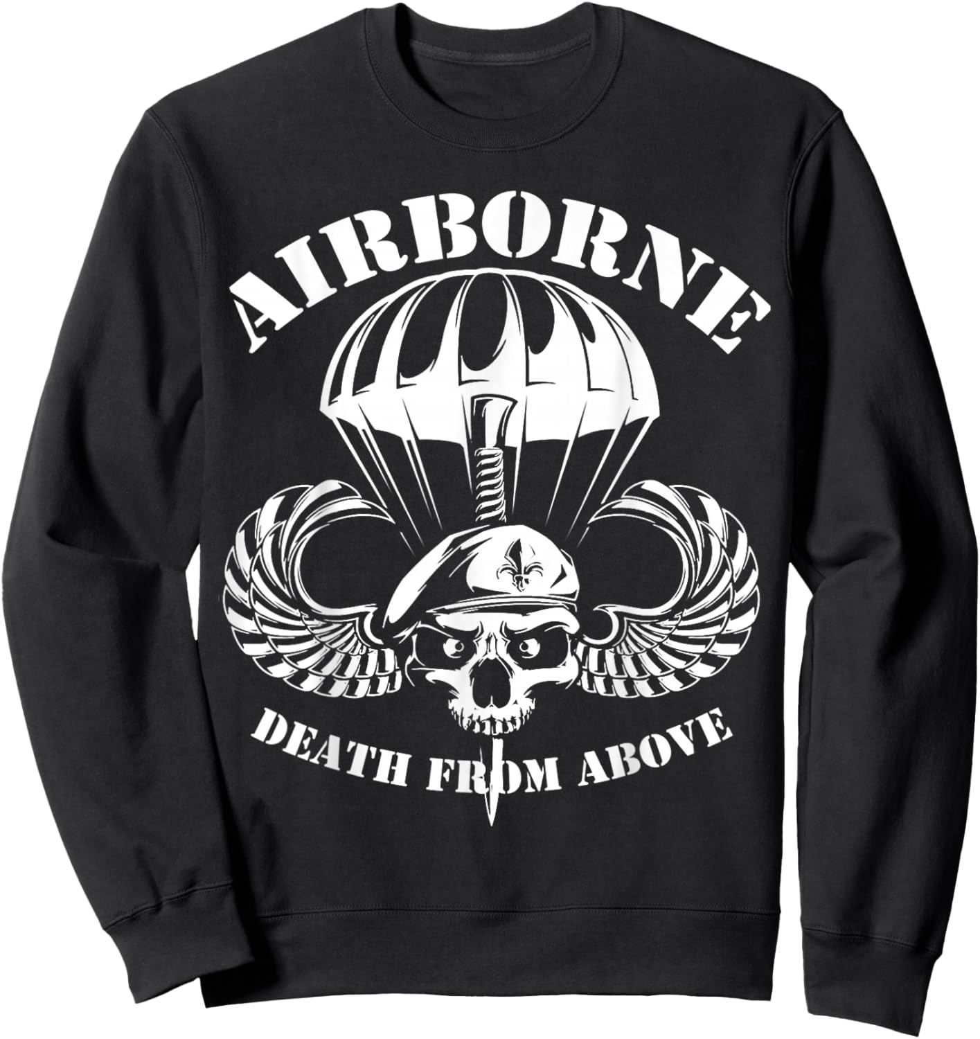 Death From Paratrooper Above US Airborne Division Veteran Sweatshirt - Sweatshirt | Black