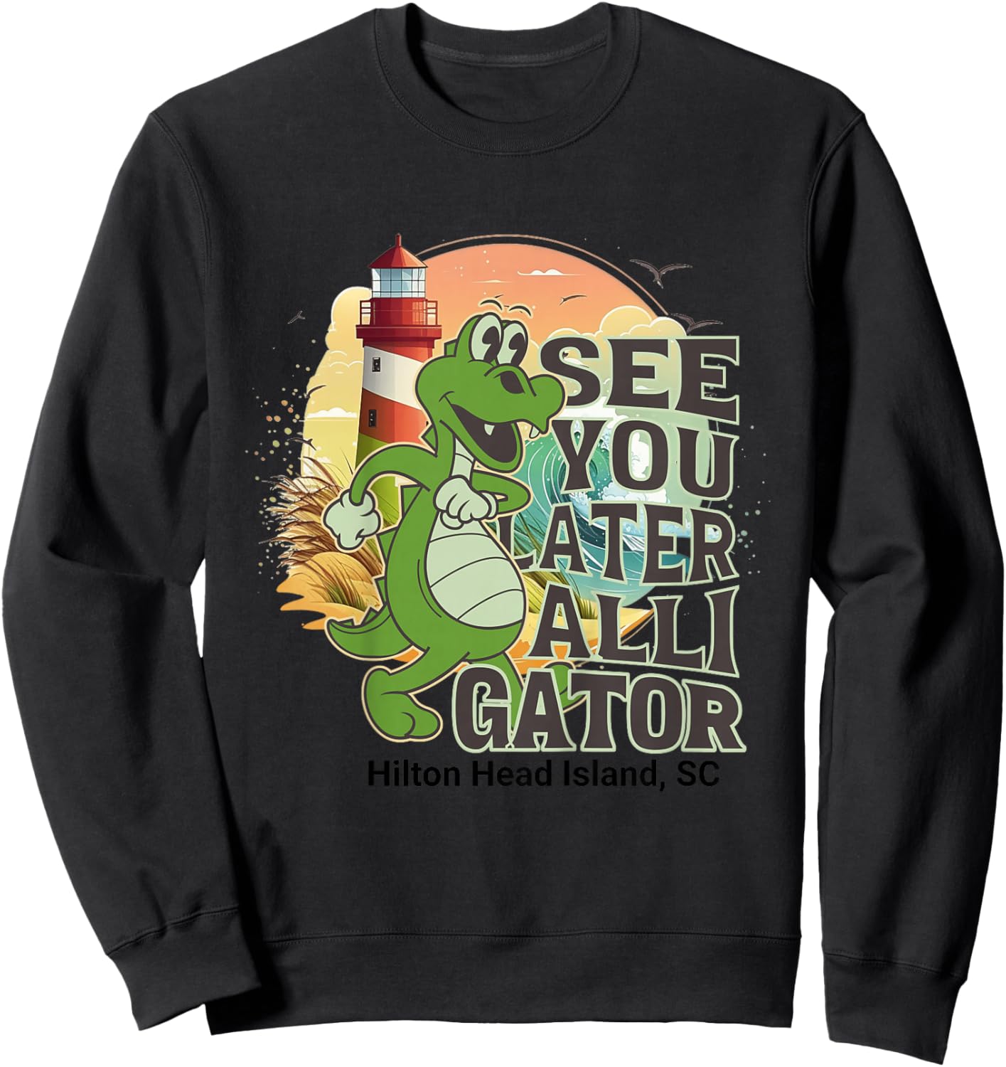 Kids Hilton Head Island South Carolina See You Later Alligator Sweatshirt - Sweatshirt | Black