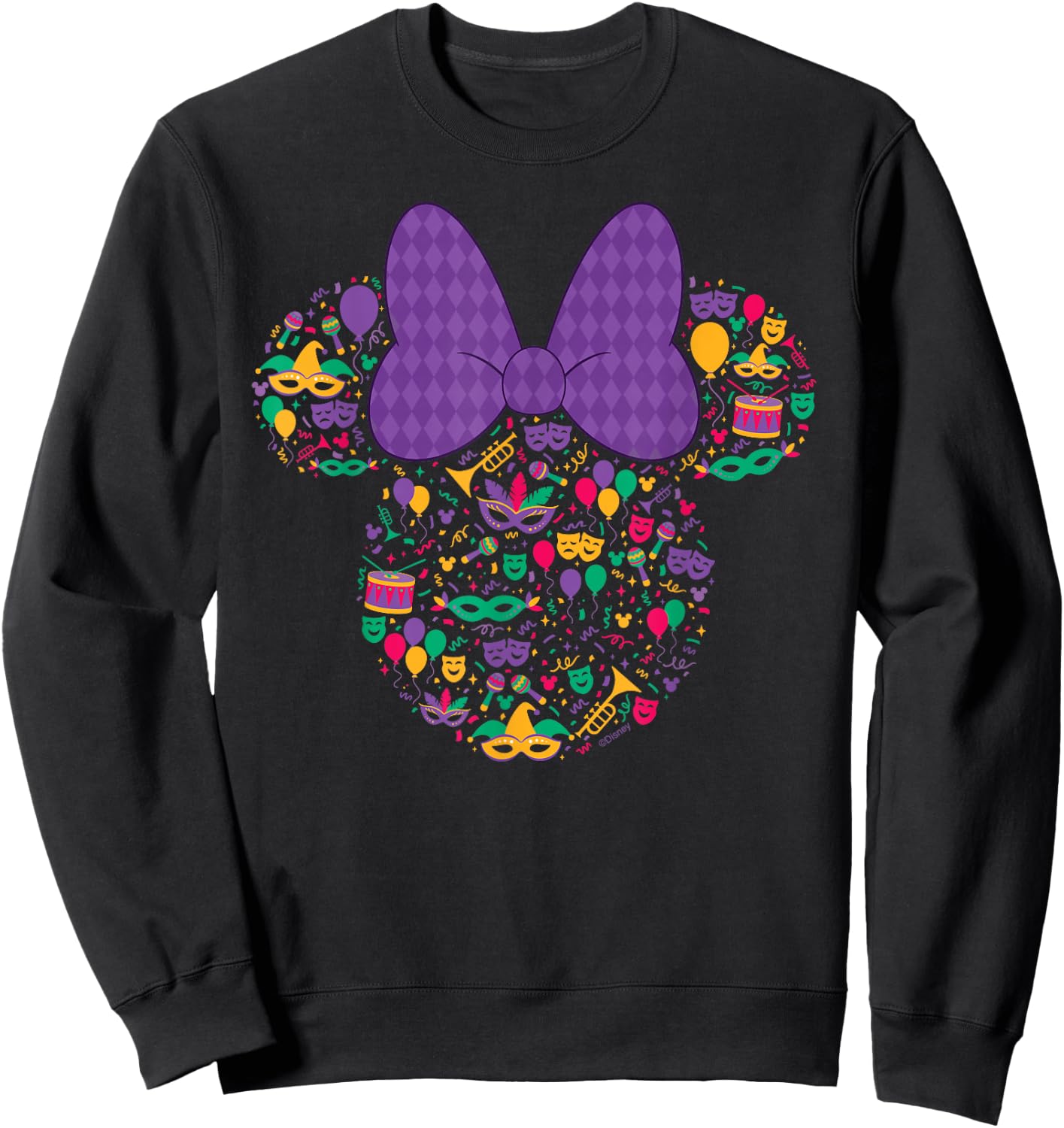 Disney Minnie Mouse Mardi Gras Carnival Holiday Icon Sweatshirt - Sweatshirt | Black