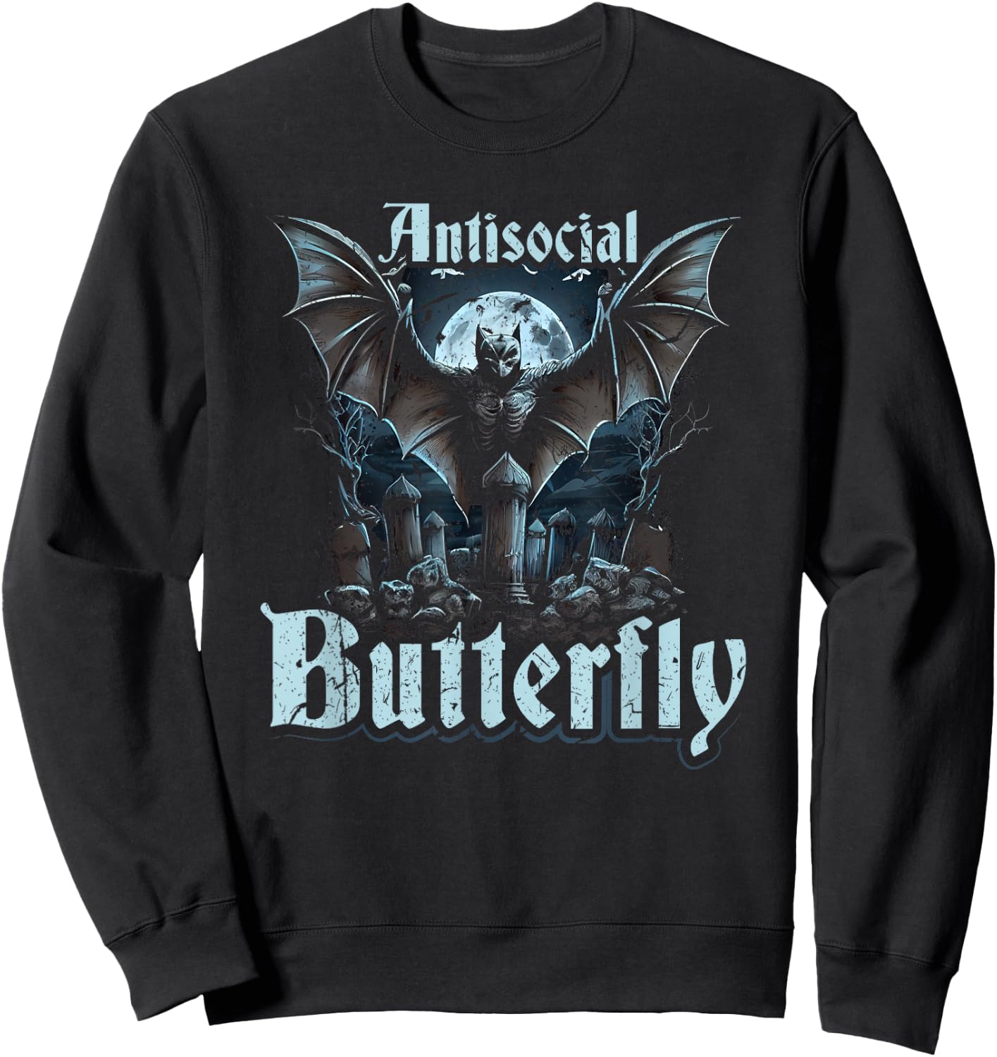 Antisocial Butterfly, Gothic Subculture Emo Bat Goth Sweatshirt - Sweatshirt | Black