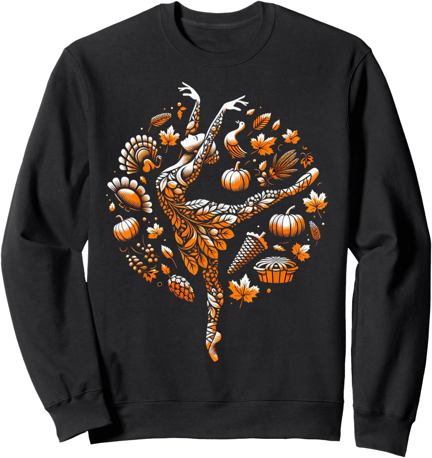 Girl Dancer Thanksgiving Turkey Day Ballet Dance - Ballerina Sweatshirt - Sweatshirt | Black