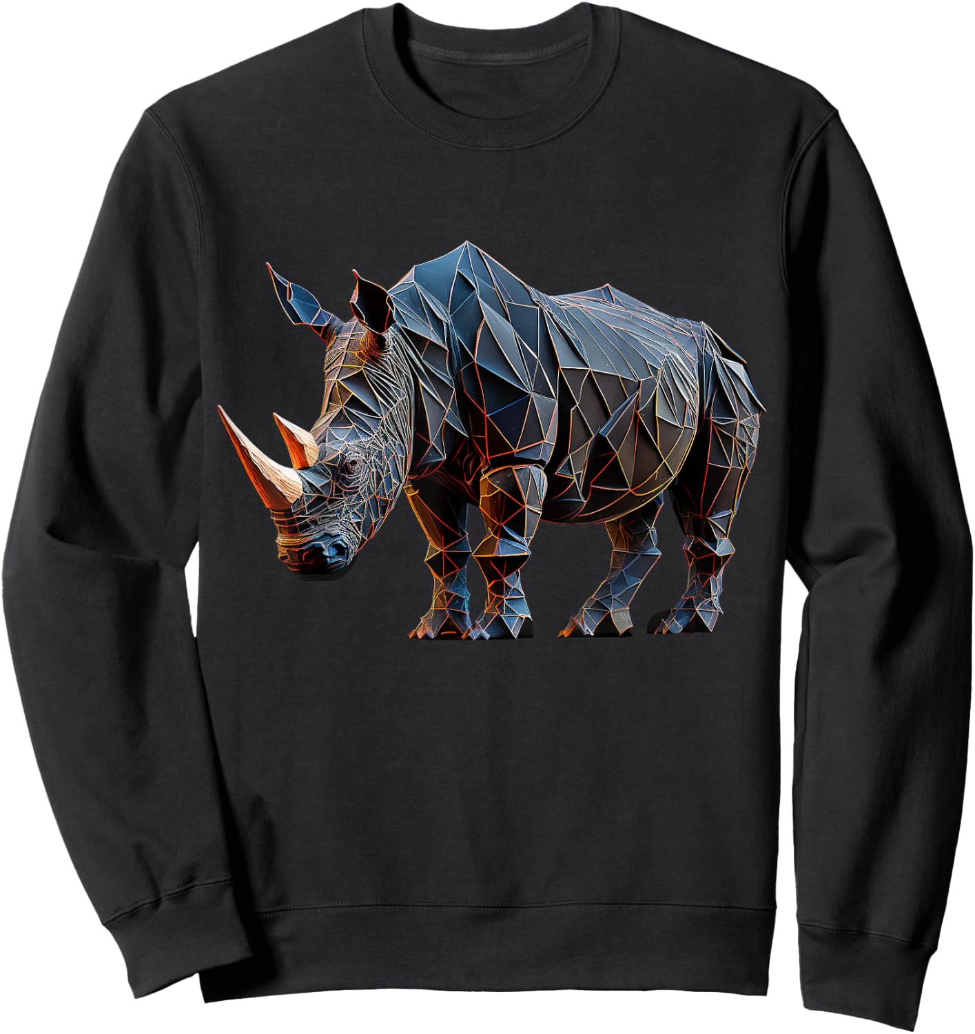 Rhino Art Polygon Animal Rhino Sweatshirt - Sweatshirt | Black
