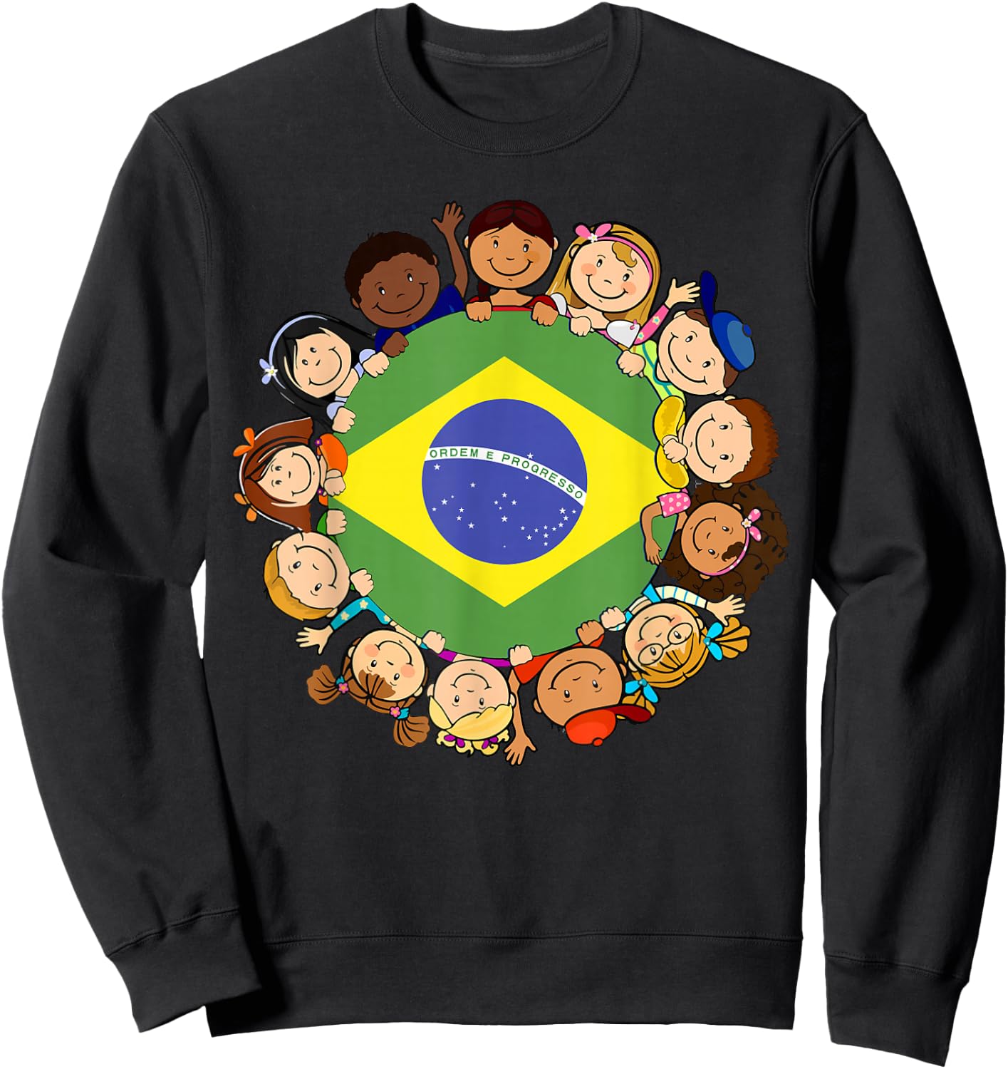 Brazil Flag Hispanic Heritage Month Brazilian Kids Boy Girl Sweatshirt - Sweatshirt | Black