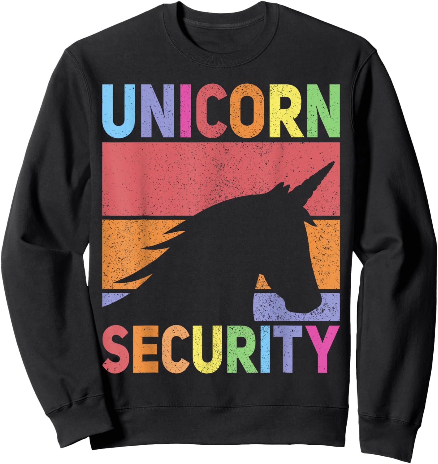 Unicorn Security Retro Unicorn Costume Men Women Unicorn Sweatshirt - Sweatshirt | Black