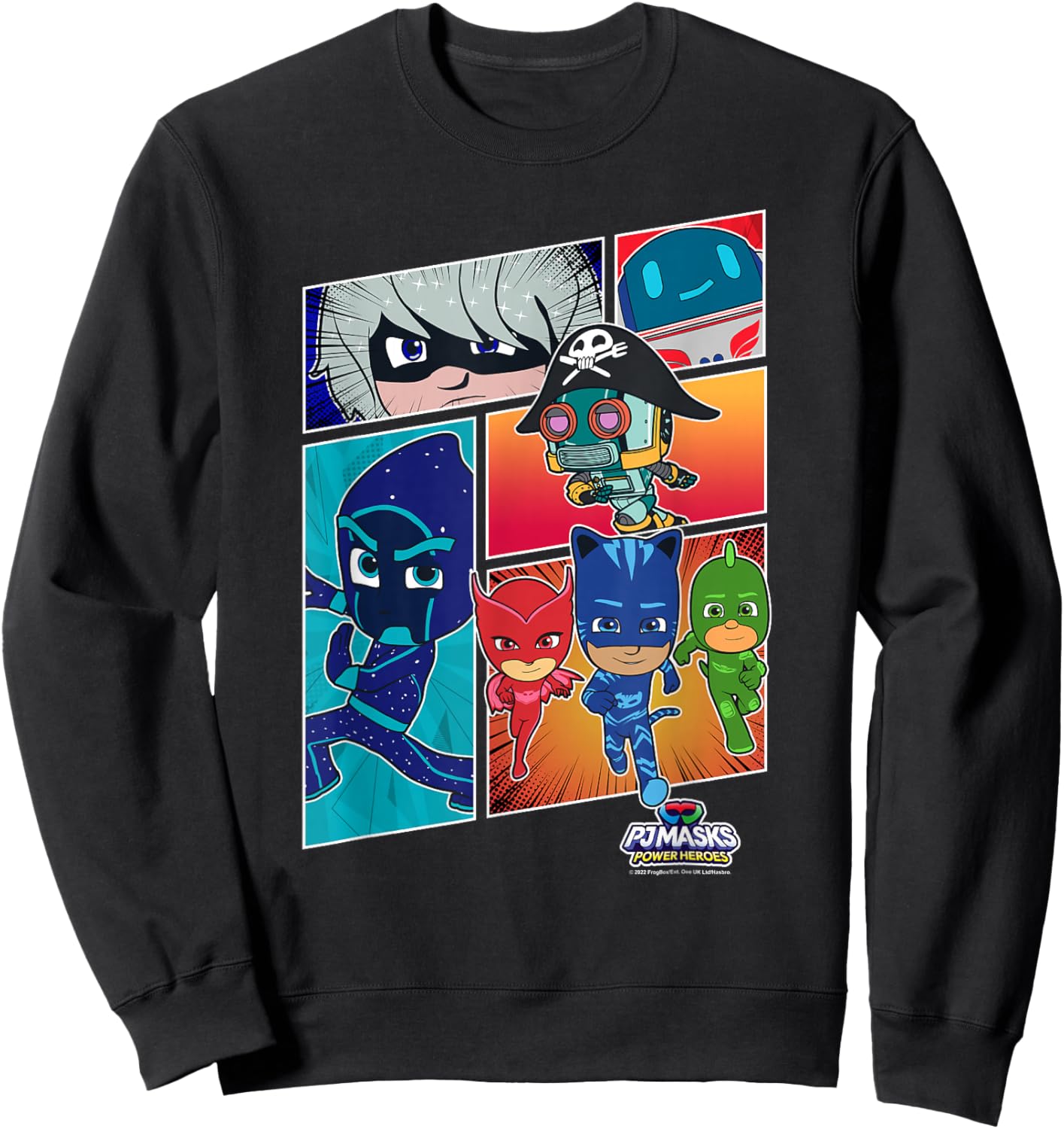 PJ Masks Group Shot Comic Panels Epic Logo Sweatshirt - Sweatshirt | Black