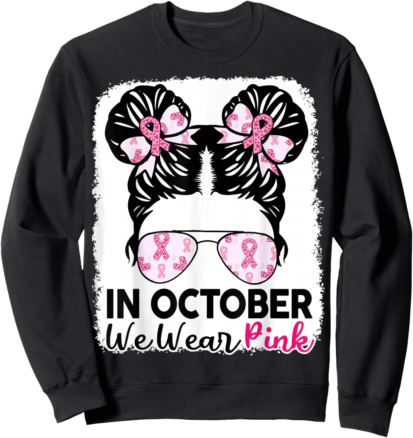 Breast Cancer Awareness October Wear Pink Kids Girl Toddler Sweatshirt - Sweatshirt | Black