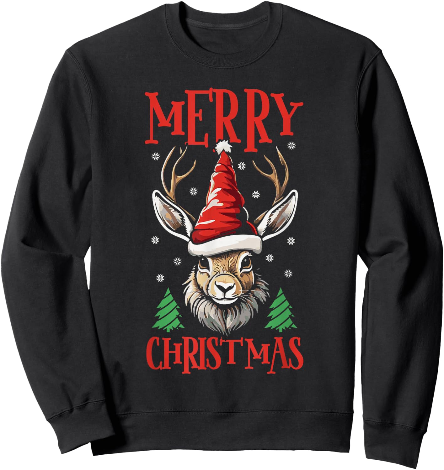 Jackalope Merry Christmas Xmas Jackalope Sweatshirt - Sweatshirt | Black